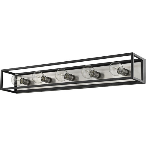 Kube 5 Light 39.5 inch Matte Black and Brushed Nickel Vanity Wall Light