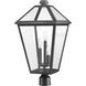 Talbot 3 Light 23.75 inch Black Outdoor Post Mount Fixture in Clear Beveled Glass