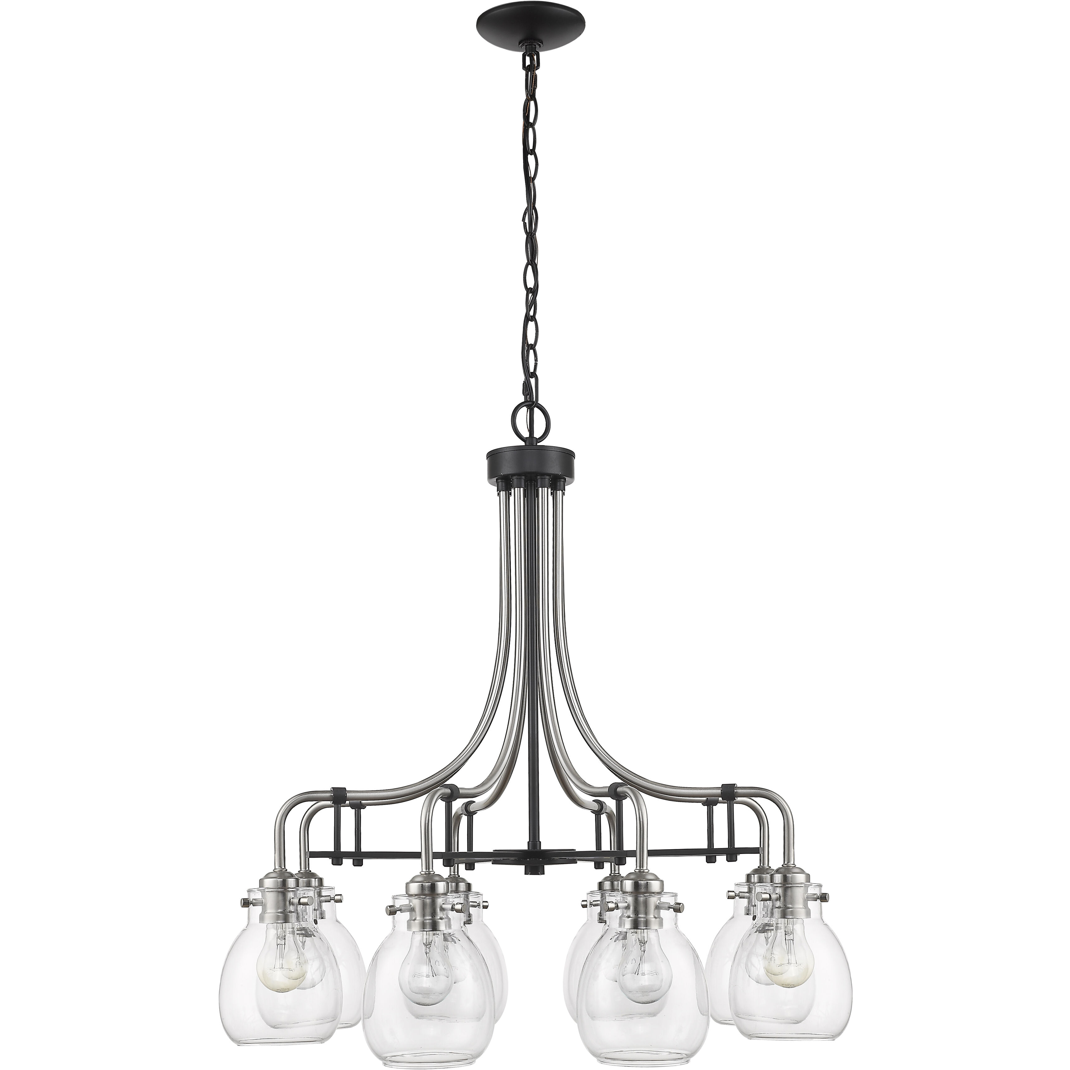 Kraken 8 Light 28 inch Matte Black and Brushed Nickel Chandelier Ceiling Light