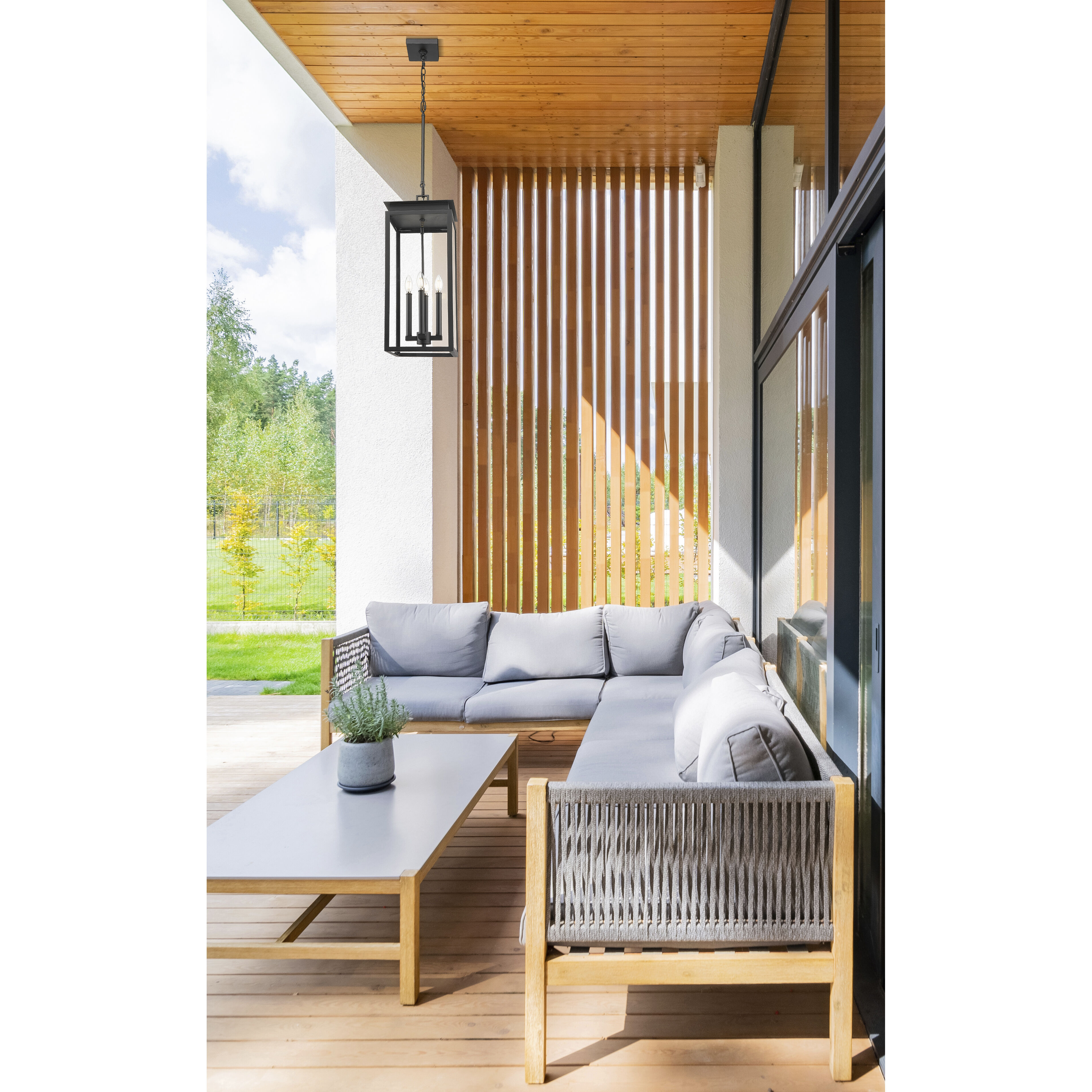 Nova 4 Light 10.5 inch Black Outdoor Chain Mount Ceiling Fixture in Clear Glass