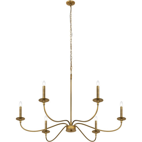 Arrington 6 Light 42 inch Rubbed Brass Chandelier Ceiling Light