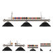 Shark 3 Light 60 inch Brushed Nickel Billiard Ceiling Light in Matte Black Steel