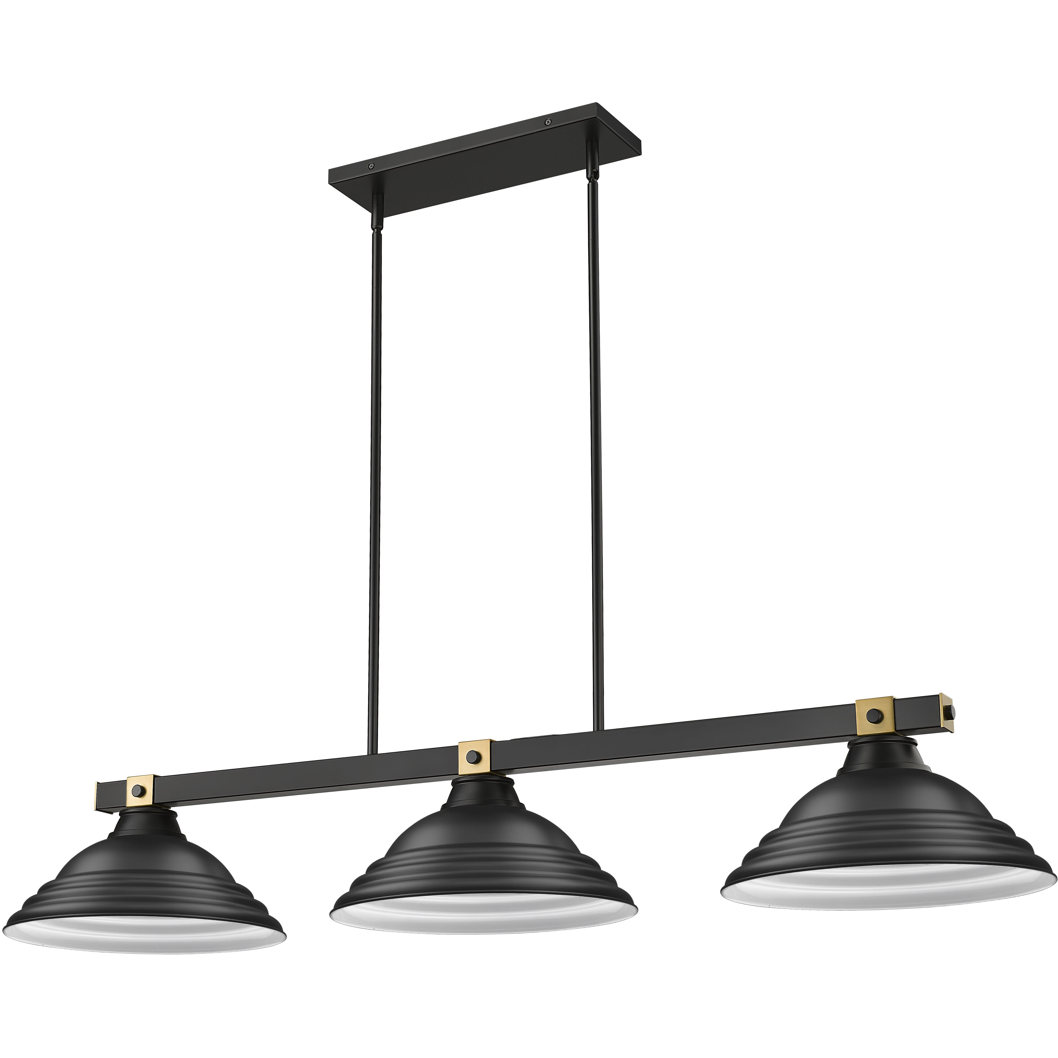 Bronte 3 Light 54.75 inch Matte Black and Rubbed Brass Billiard Light Ceiling Light