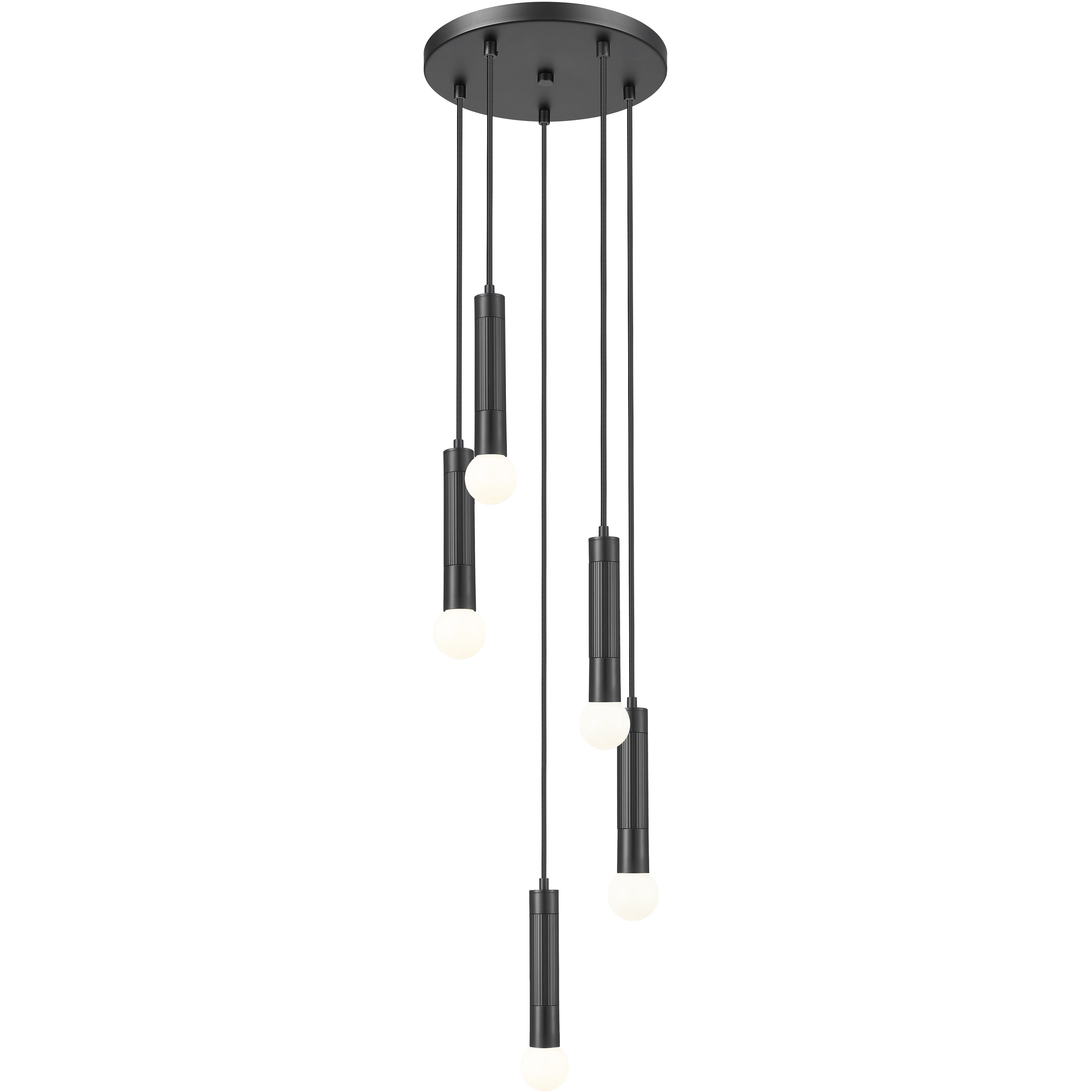 Stari 5 Light 12 inch Matte Black Chandelier Ceiling Light