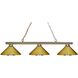 Sharp Shooter 3 Light 48 inch Polished Brass Billiard Ceiling Light in Matte Black, Polished Brass Steel