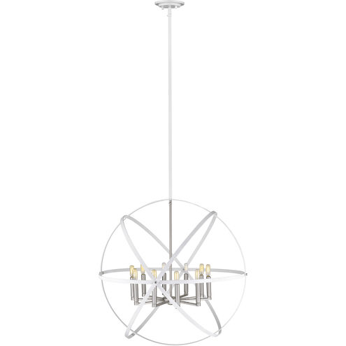 Cavallo 10 Light 36 inch Hammered White and Brushed Nickel Chandelier Ceiling Light