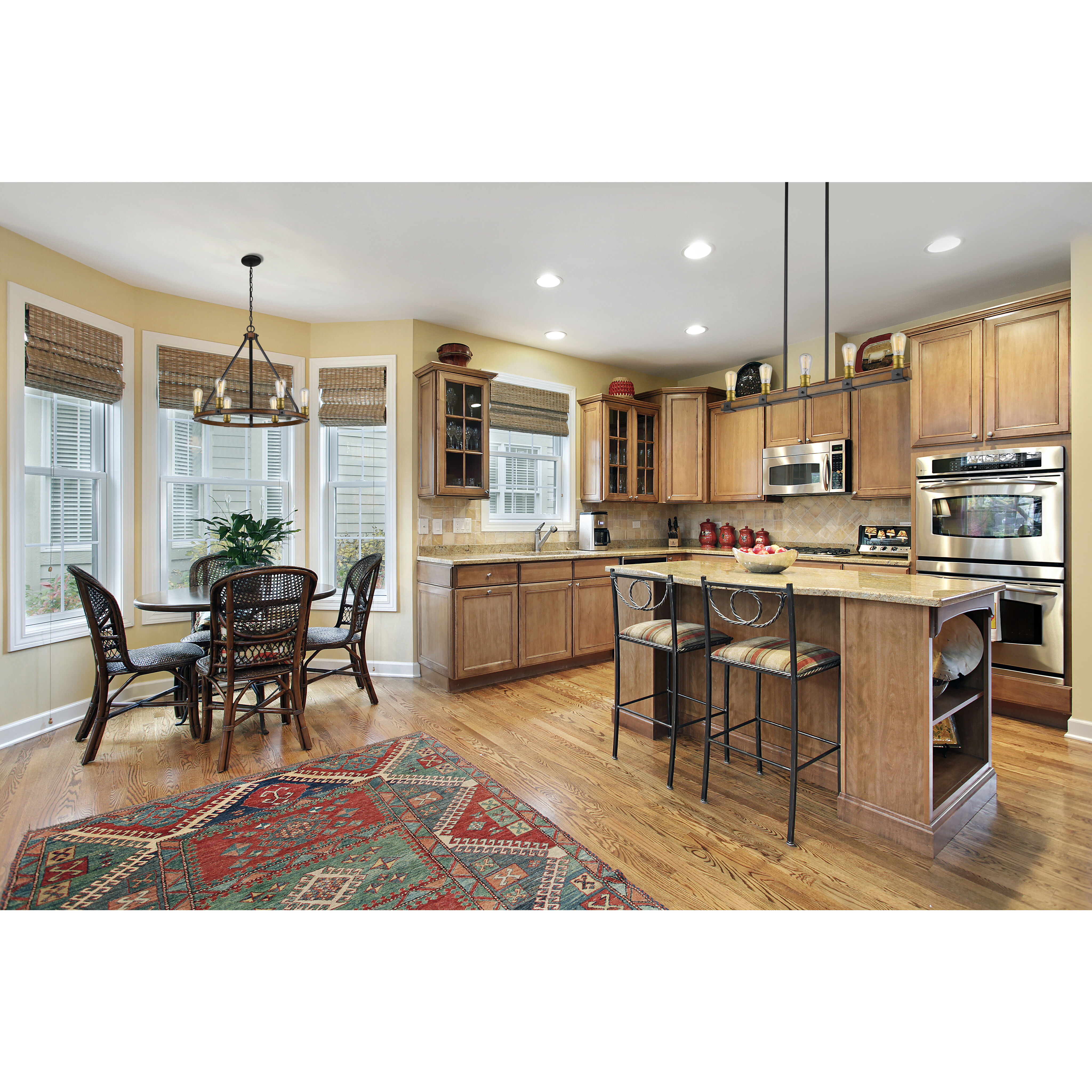 Kirkland 5 Light 36 inch Rustic Mahogany Linear Chandelier Ceiling Light