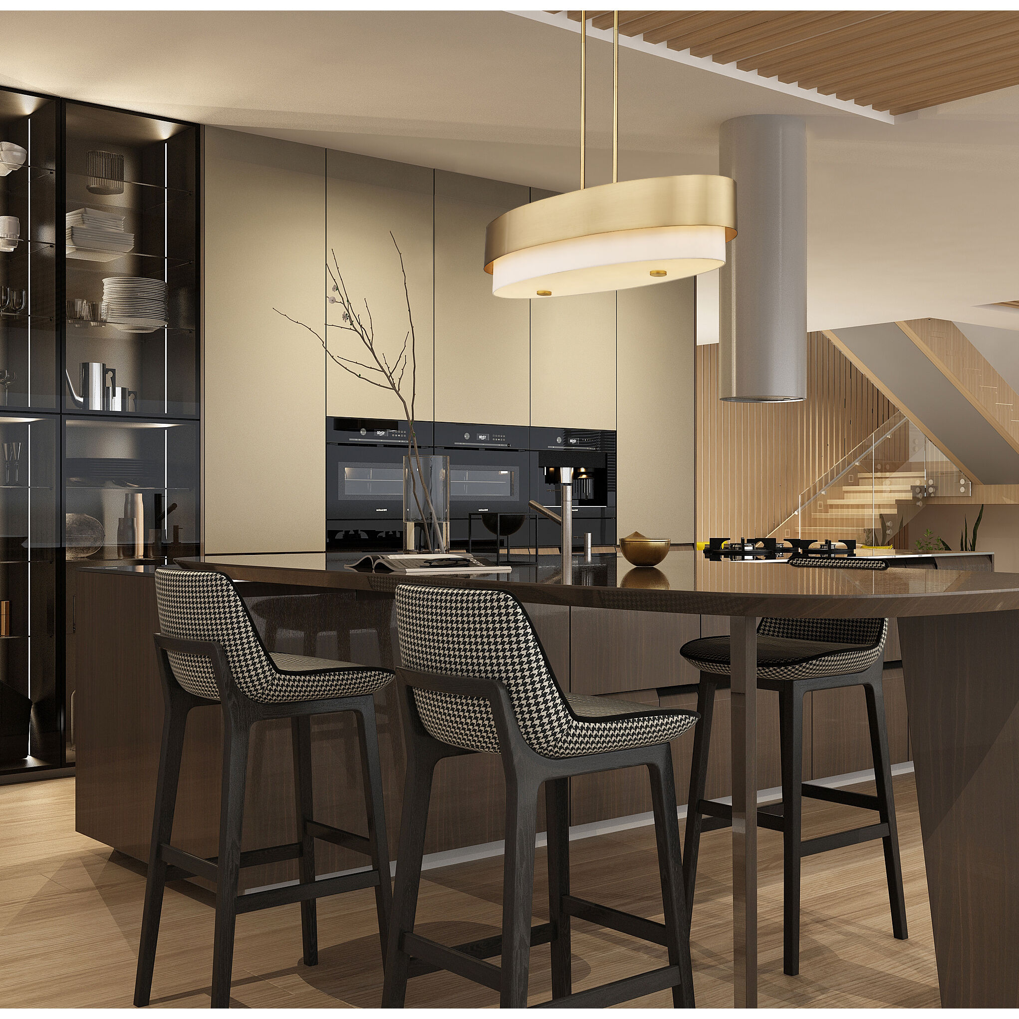 Counterpoint 5 Light 42 inch Modern Gold Linear Chandelier Ceiling Light