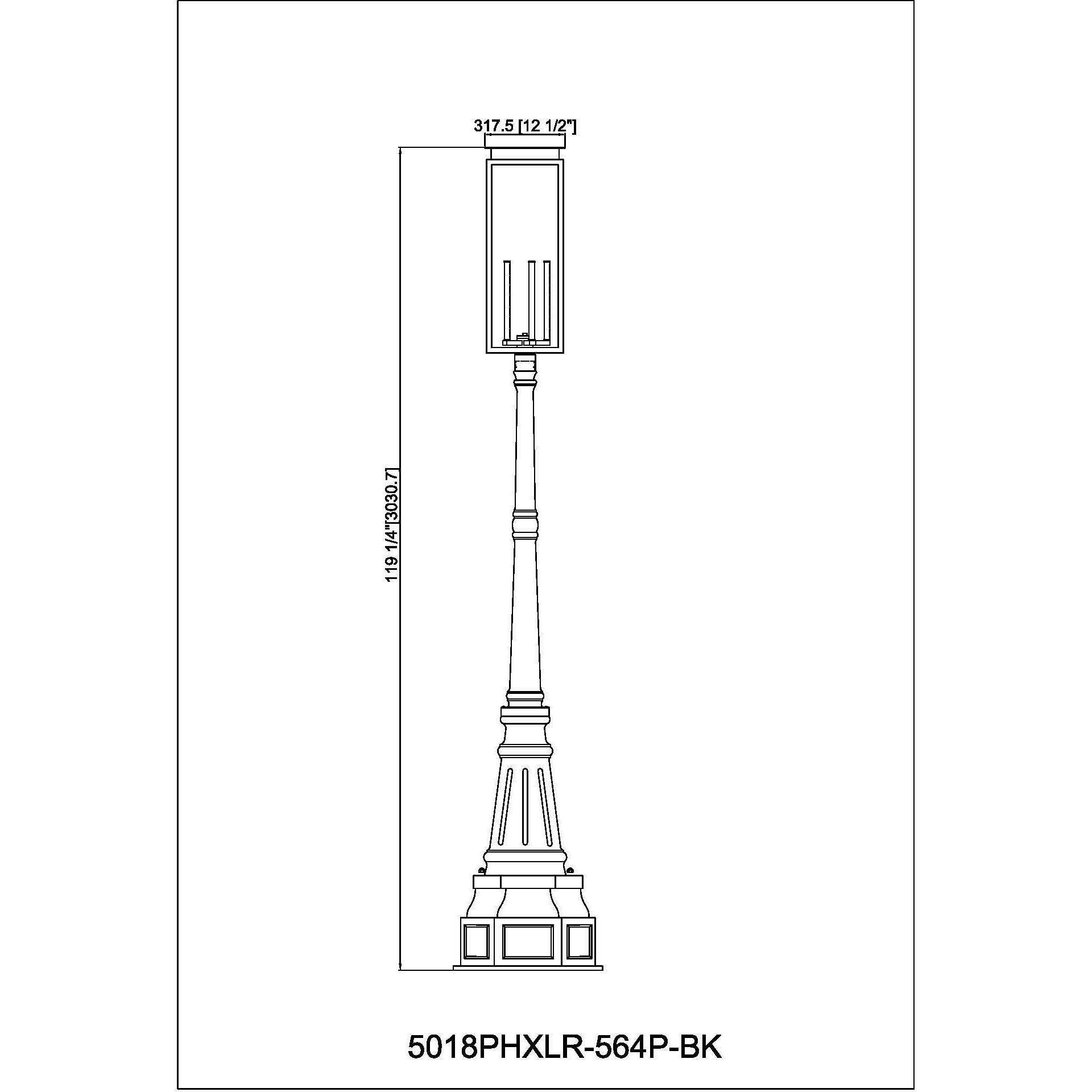 Nova 5 Light 117 inch Black Outdoor Post Mounted Fixture