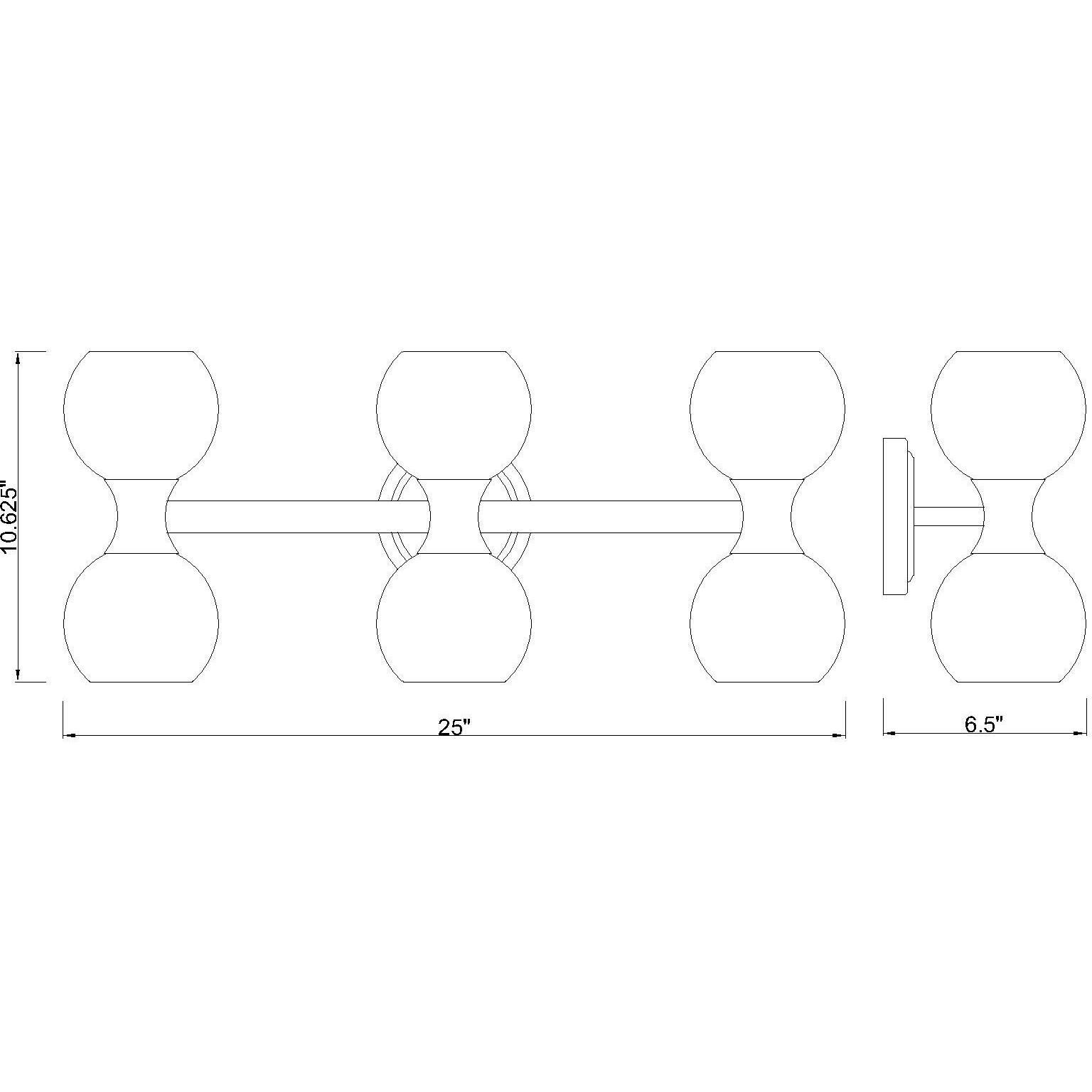 Artemis 6 Light 25 inch Modern Gold Vanity Wall Light