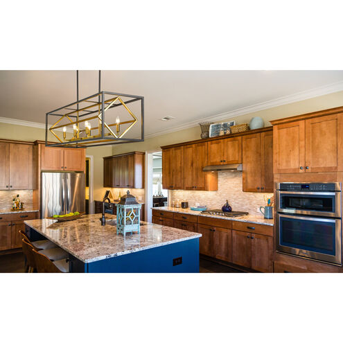 Euclid 8 Light 44 inch Olde Brass and Bronze Linear Chandelier Ceiling Light