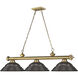Cordon 3 Light 58 inch Rubbed Brass Billiard Ceiling Light in Bronze Steel
