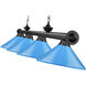 Cordon 4 Light 81.75 inch Matte Black Billiard Ceiling Light in Electric Blue Steel