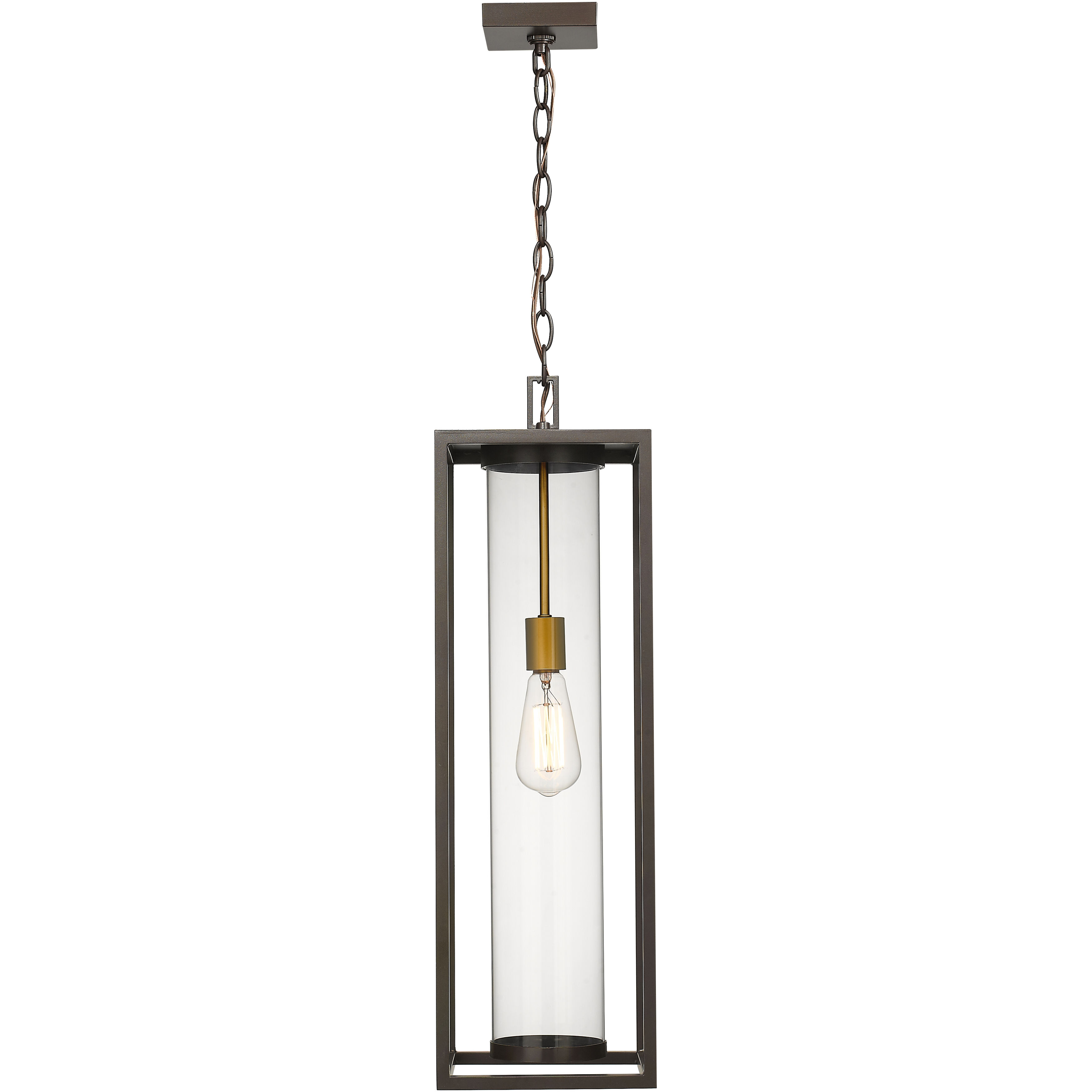 Dunbroch 1 Light 8 inch Deep Bronze and Outdoor Brass Outdoor Chain Mount Ceiling Fixture