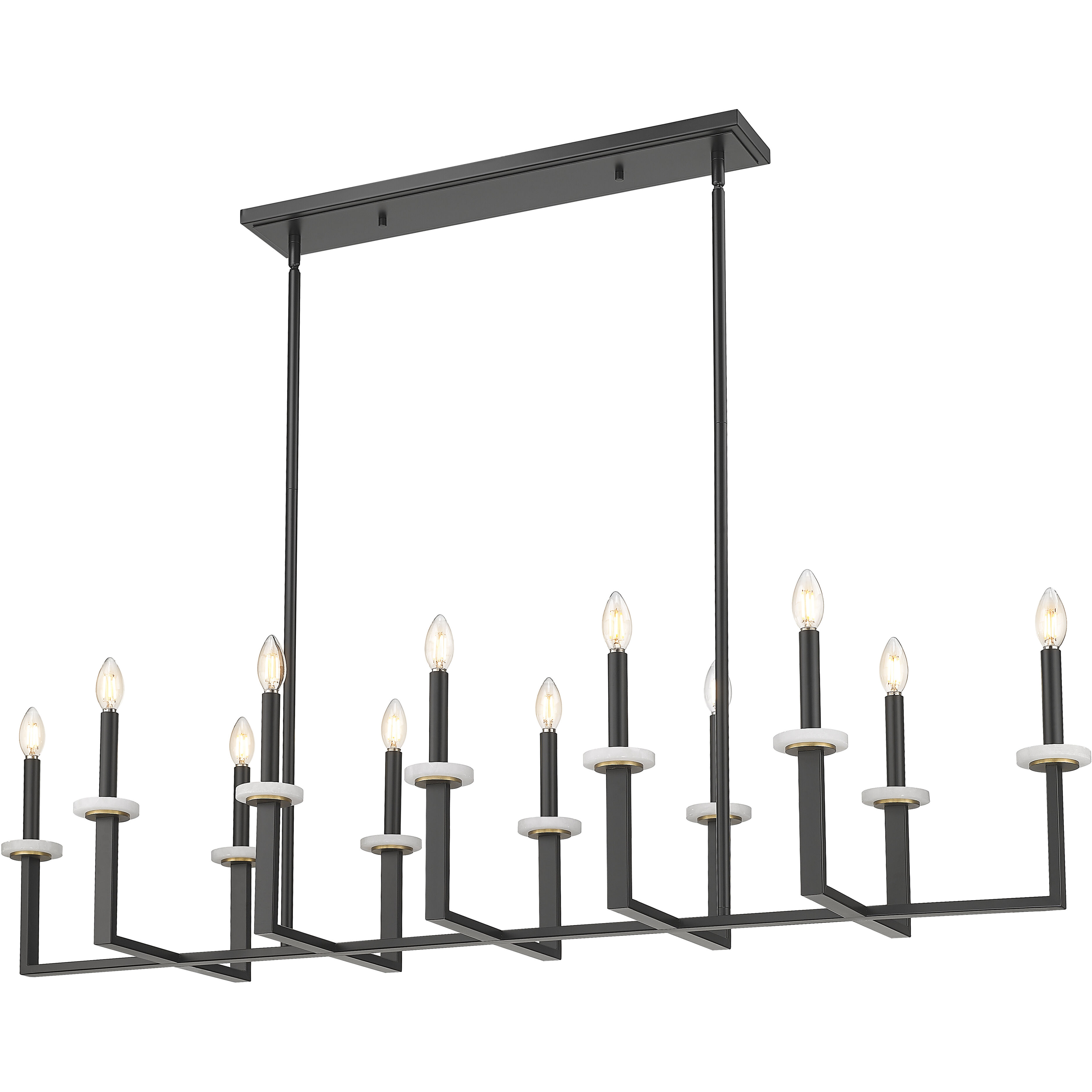 Gaultier 12 Light 56.75 inch Matte Black and Mondern Gold Linear Chandelier Ceiling Light in Matte Black and Modern Gold