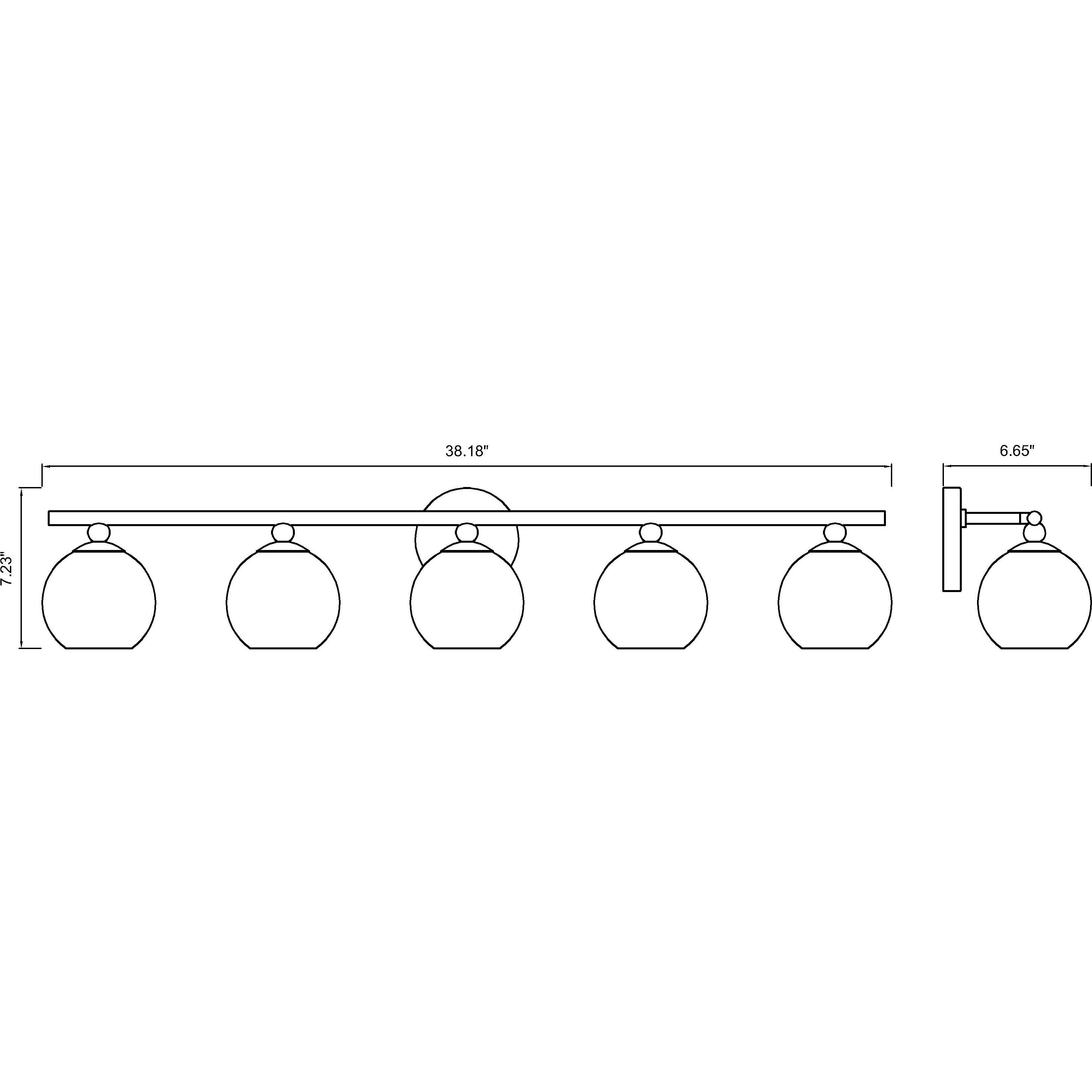 Neoma 5 Light 38.25 inch Modern Gold Vanity Wall Light