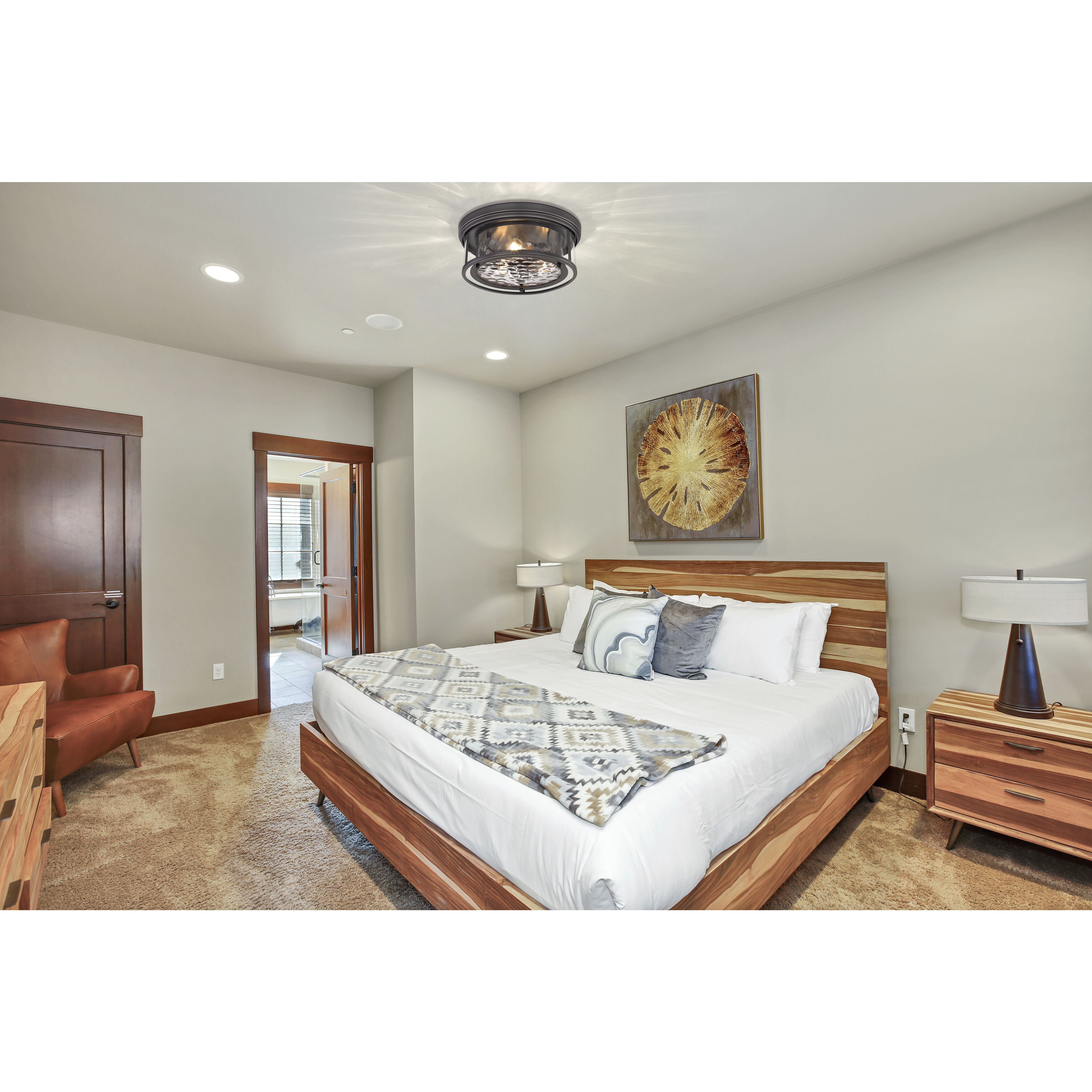 Clarion 3 Light 16 inch Bronze Flush Mount Ceiling Light