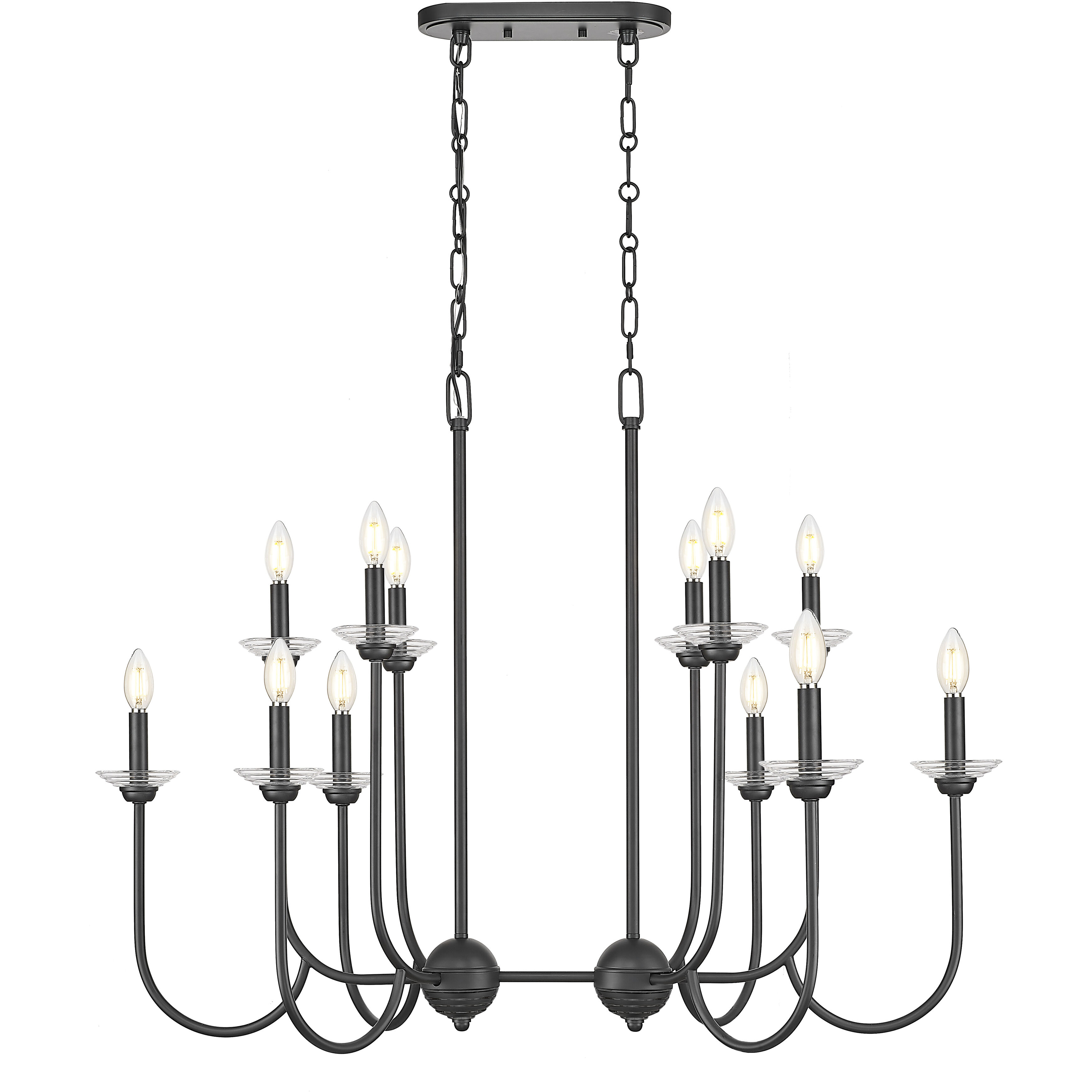 Allistair Linear Chandelier Ceiling Light in Matte Black