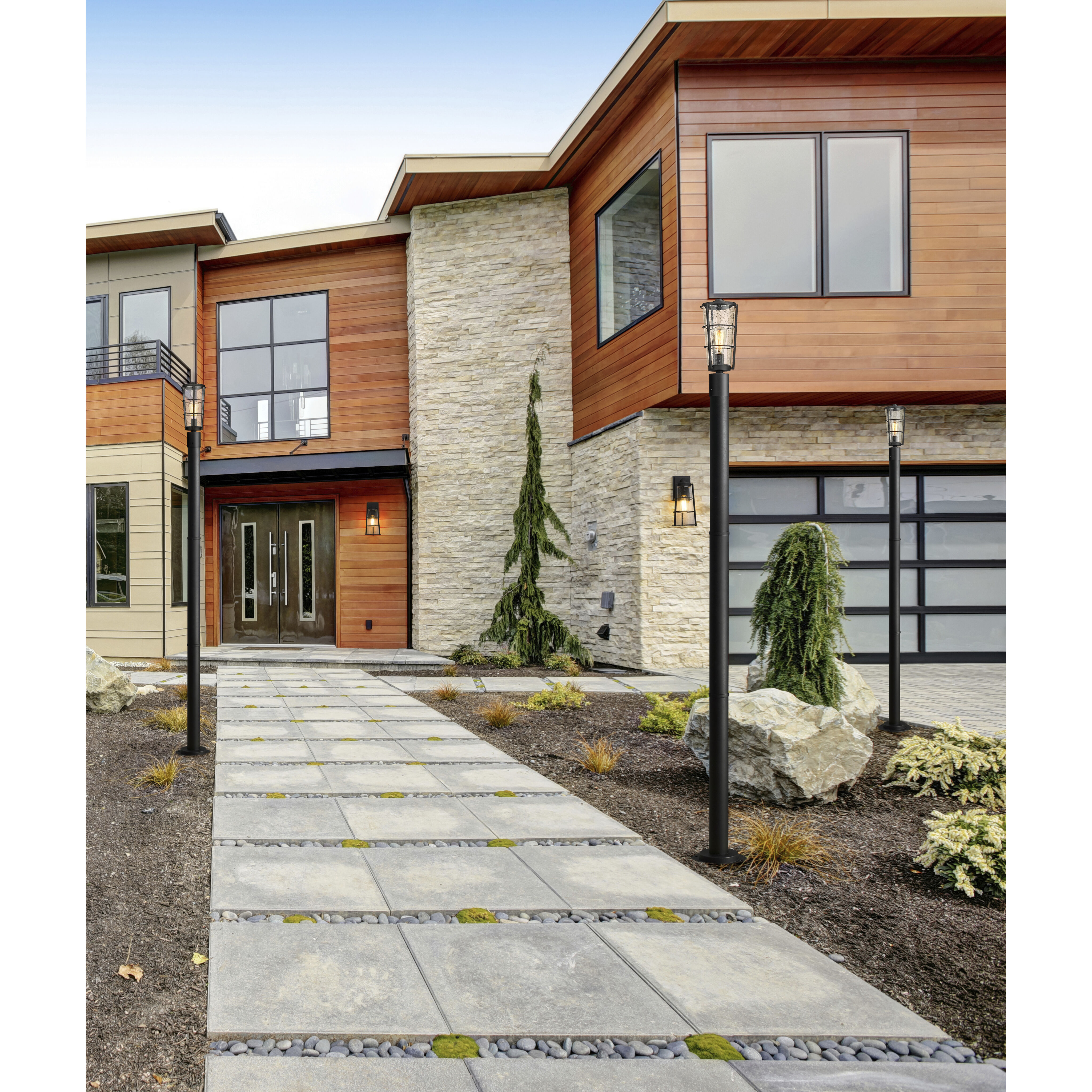 Helix 1 Light 88.75 inch Black Outdoor Post Mounted Fixture