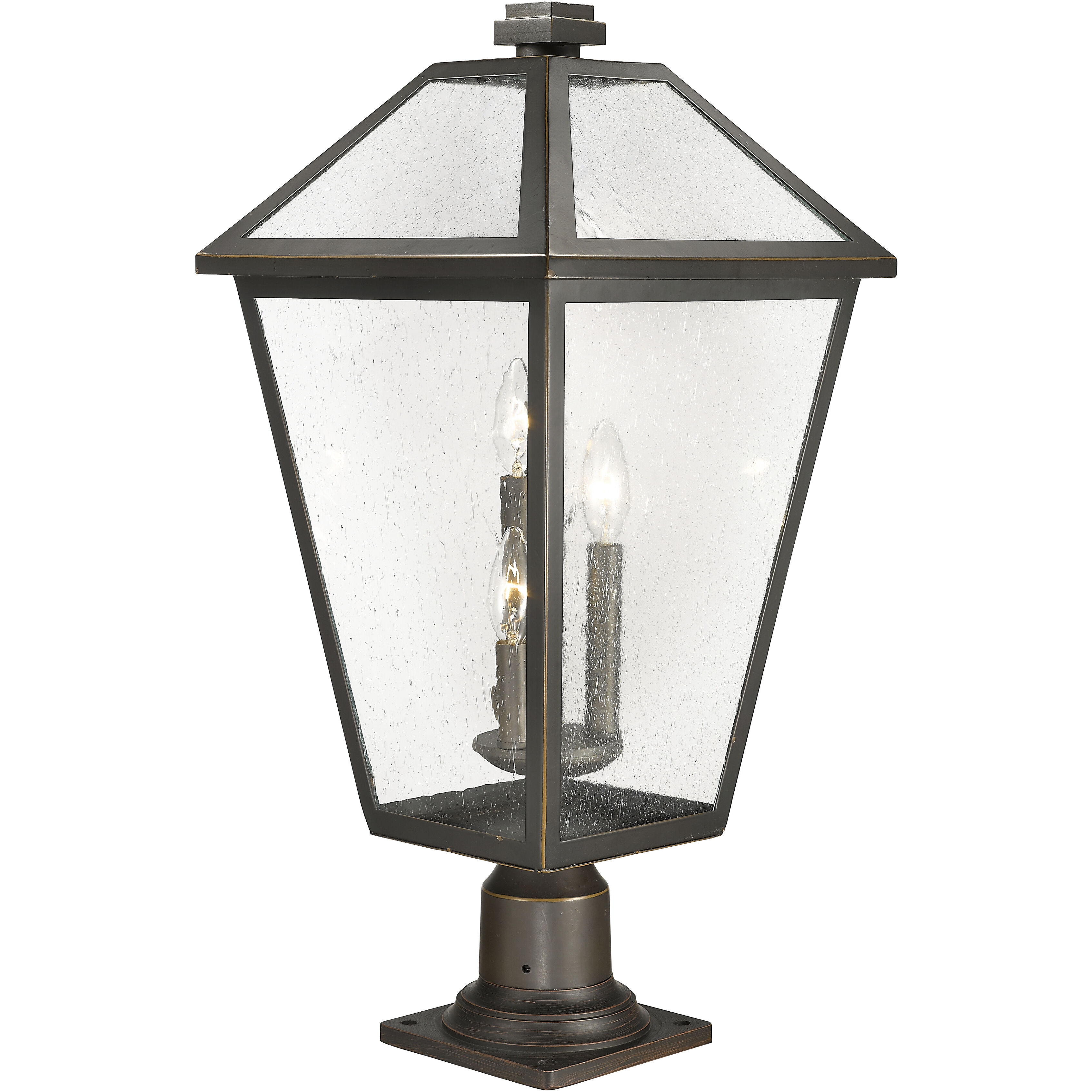 Talbot 3 Light 25.75 inch Oil Rubbed Bronze Outdoor Pier Mounted Fixture in Seedy Glass