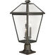 Talbot 3 Light 25.75 inch Oil Rubbed Bronze Outdoor Pier Mounted Fixture in Seedy Glass