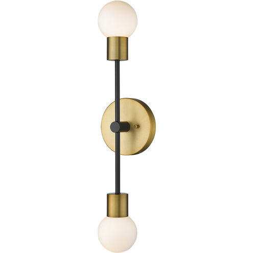Neutra 2 Light 6 inch Matte Black and Foundry Brass Wall Sconce Wall Light