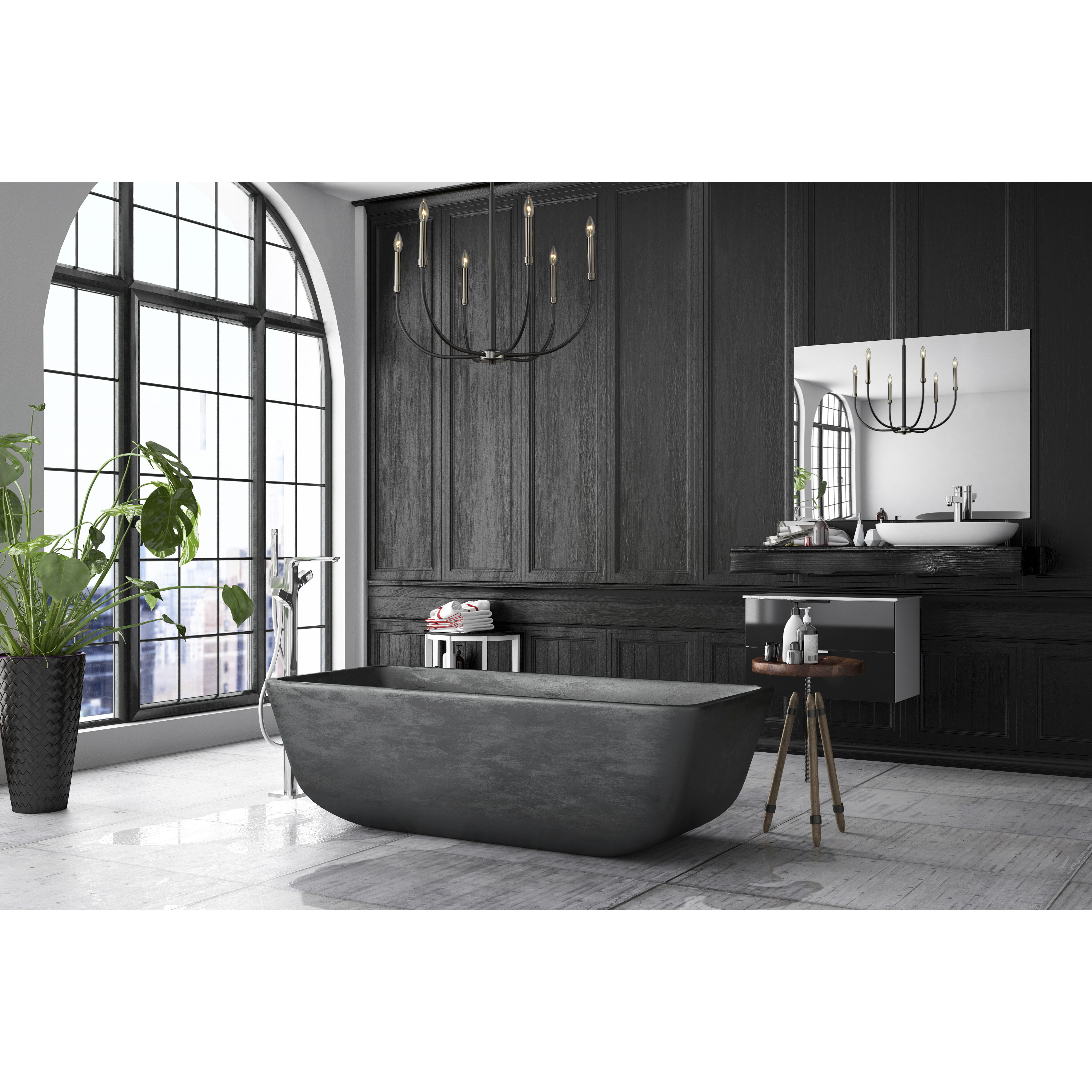 Haylie 6 Light 26 inch Matte Black and Brushed Nickel Chandelier Ceiling Light