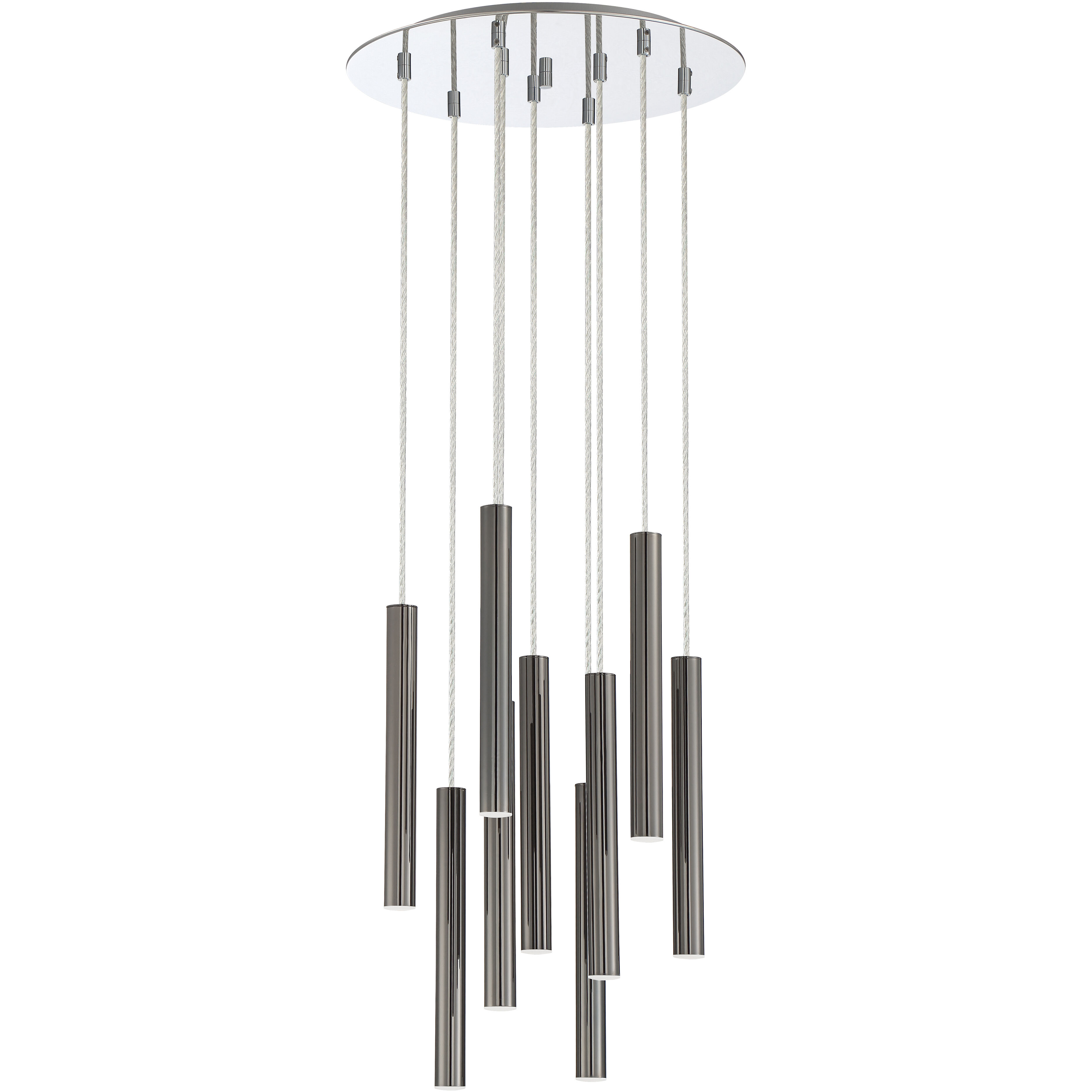 Forest LED 16 inch Chrome Chandelier Ceiling Light in Pearl Black Steel