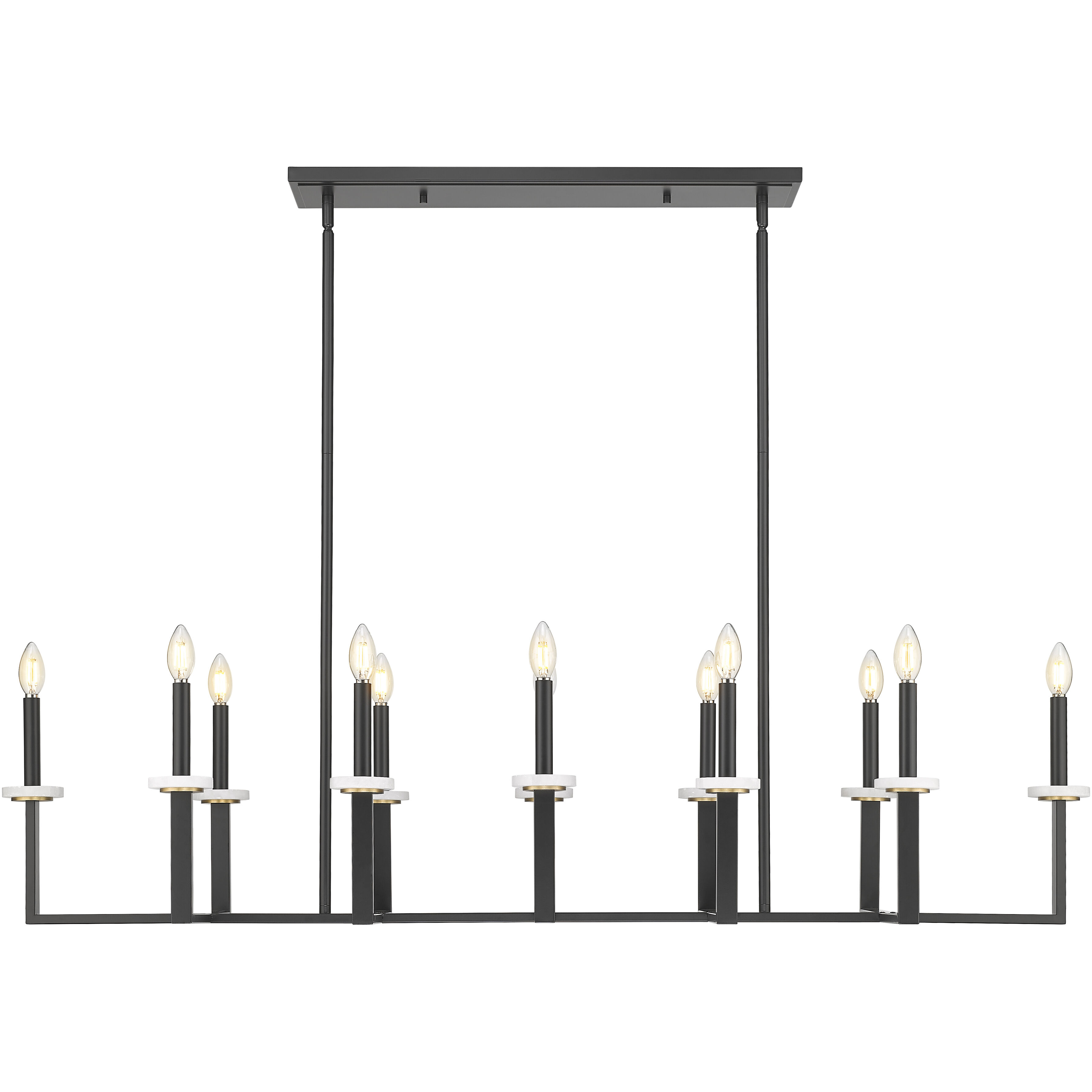 Gaultier 12 Light 56.75 inch Matte Black and Mondern Gold Linear Chandelier Ceiling Light in Matte Black and Modern Gold
