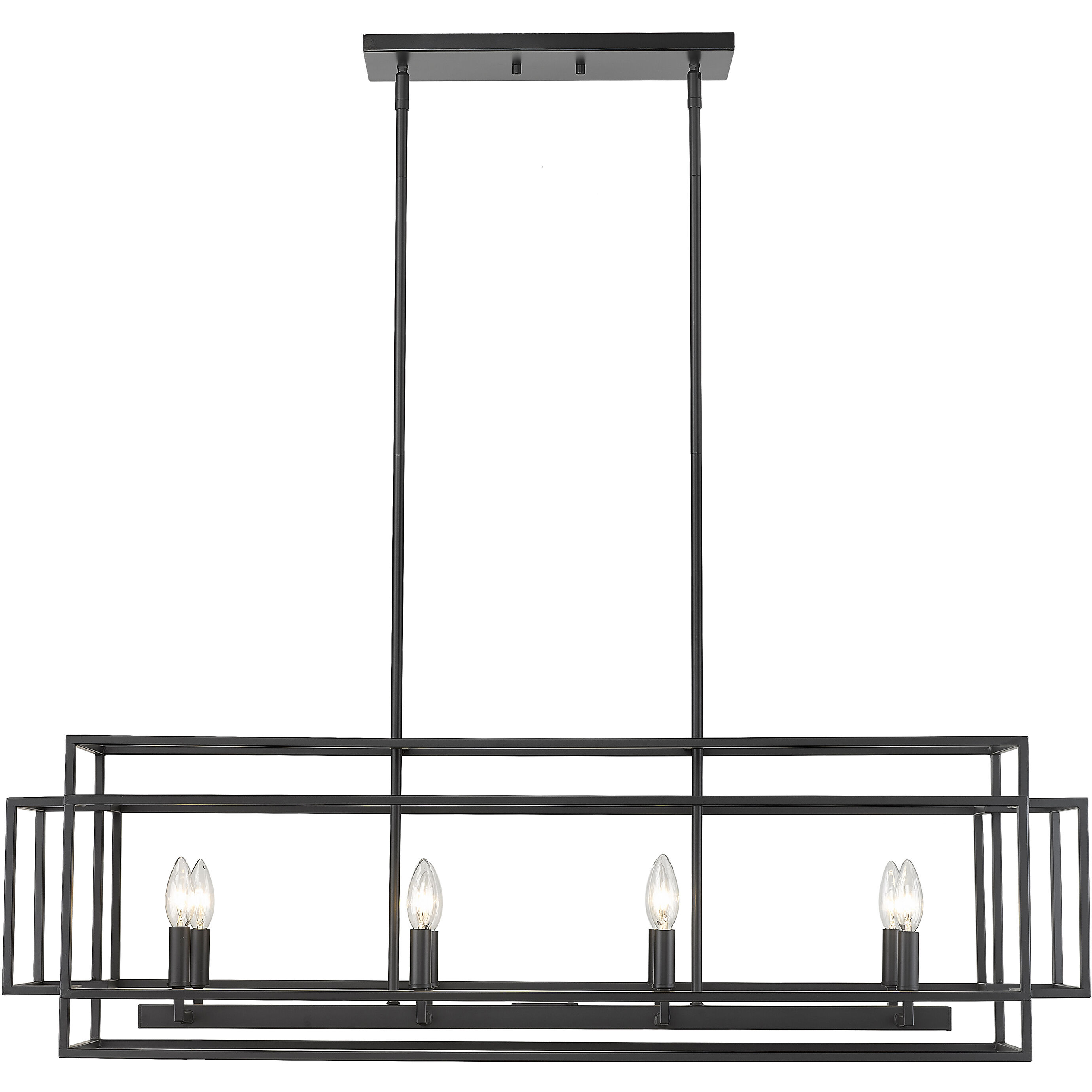 Titania 8 Light 44 inch Matte Black Linear Chandelier Ceiling Light