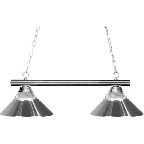 Sharp Shooter 2 Light 42 inch Chrome Billiard Ceiling Light in Clear Ribbed and Chrome Glass and Steel