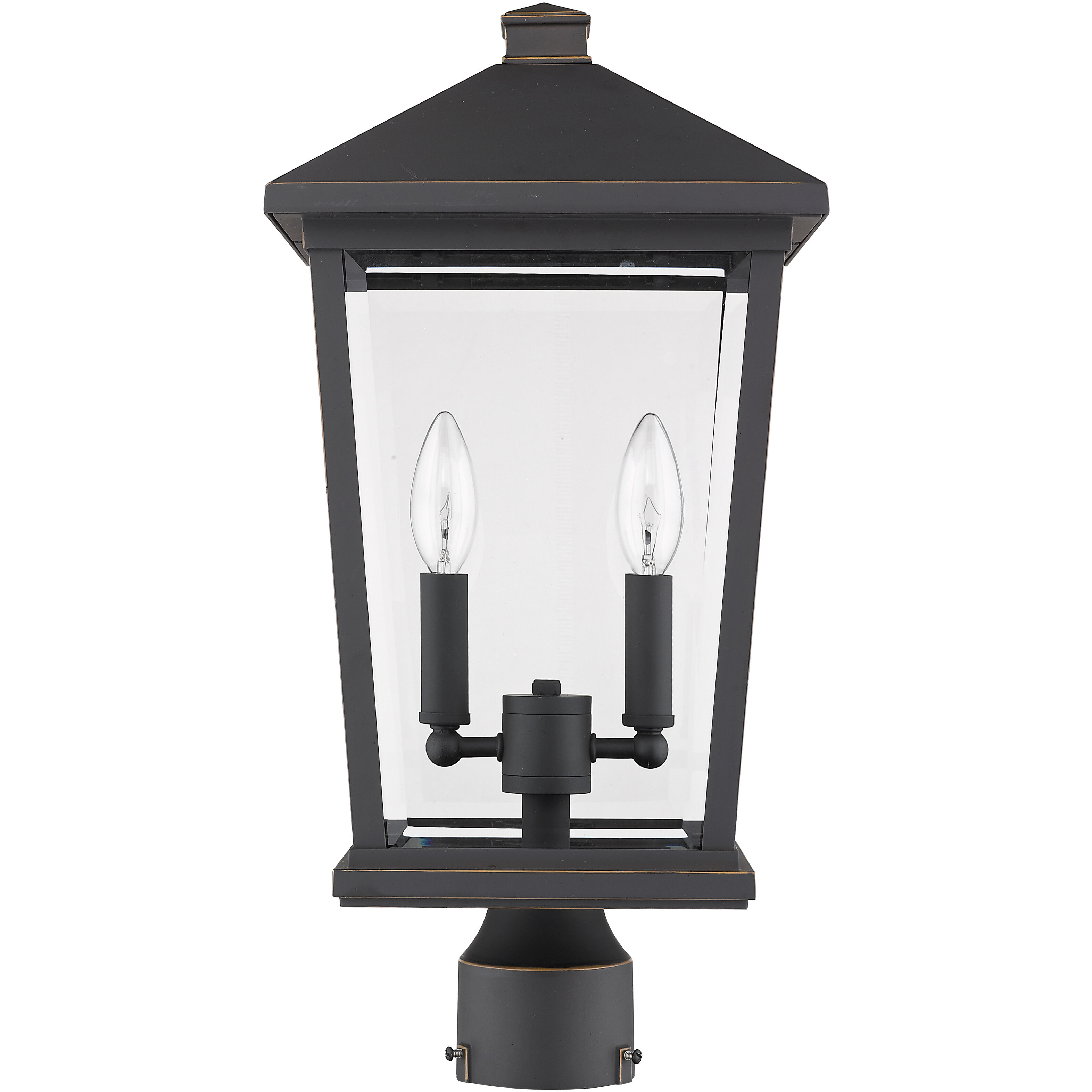 Beacon 2 Light 19.5 inch Oil Rubbed Bronze Outdoor Post Mount Fixture in 8