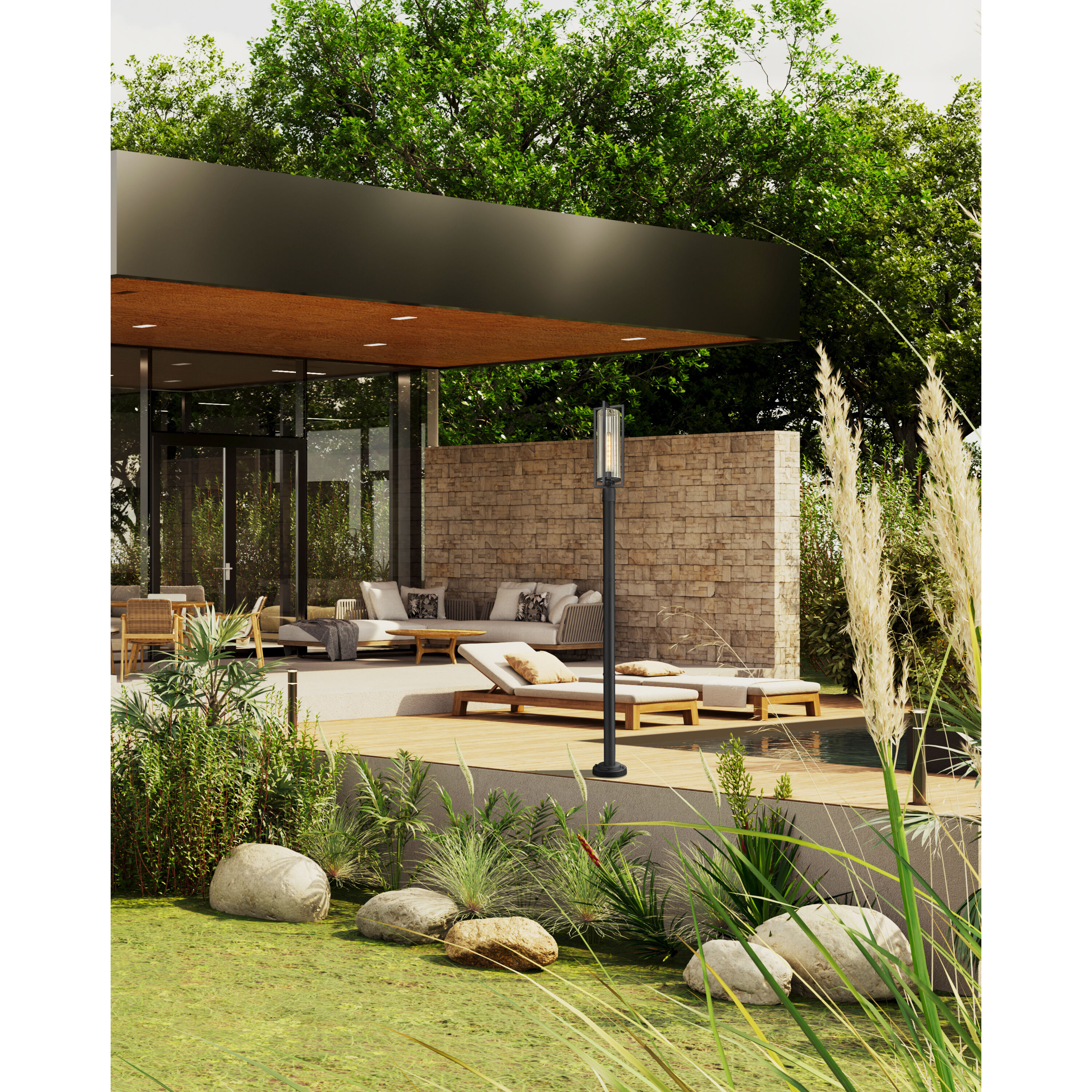 Aura 1 Light 99.5 inch Black Outdoor Post Mounted Fixture in G9