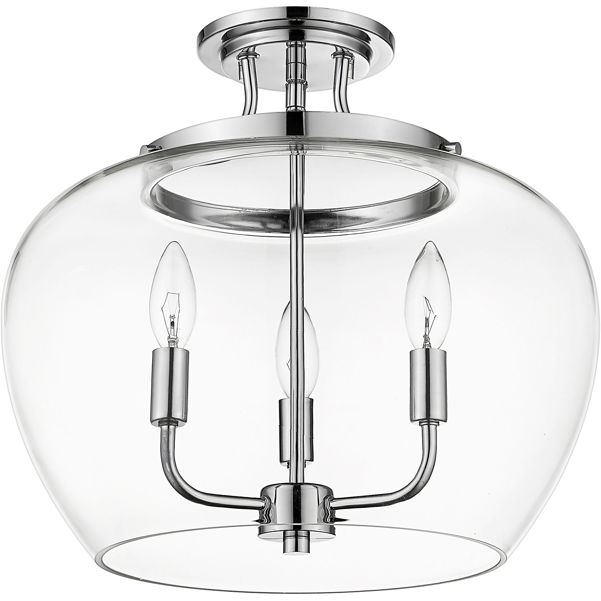 Joliet 3 Light 15.75 inch Chrome Semi Flush Mount Ceiling Light