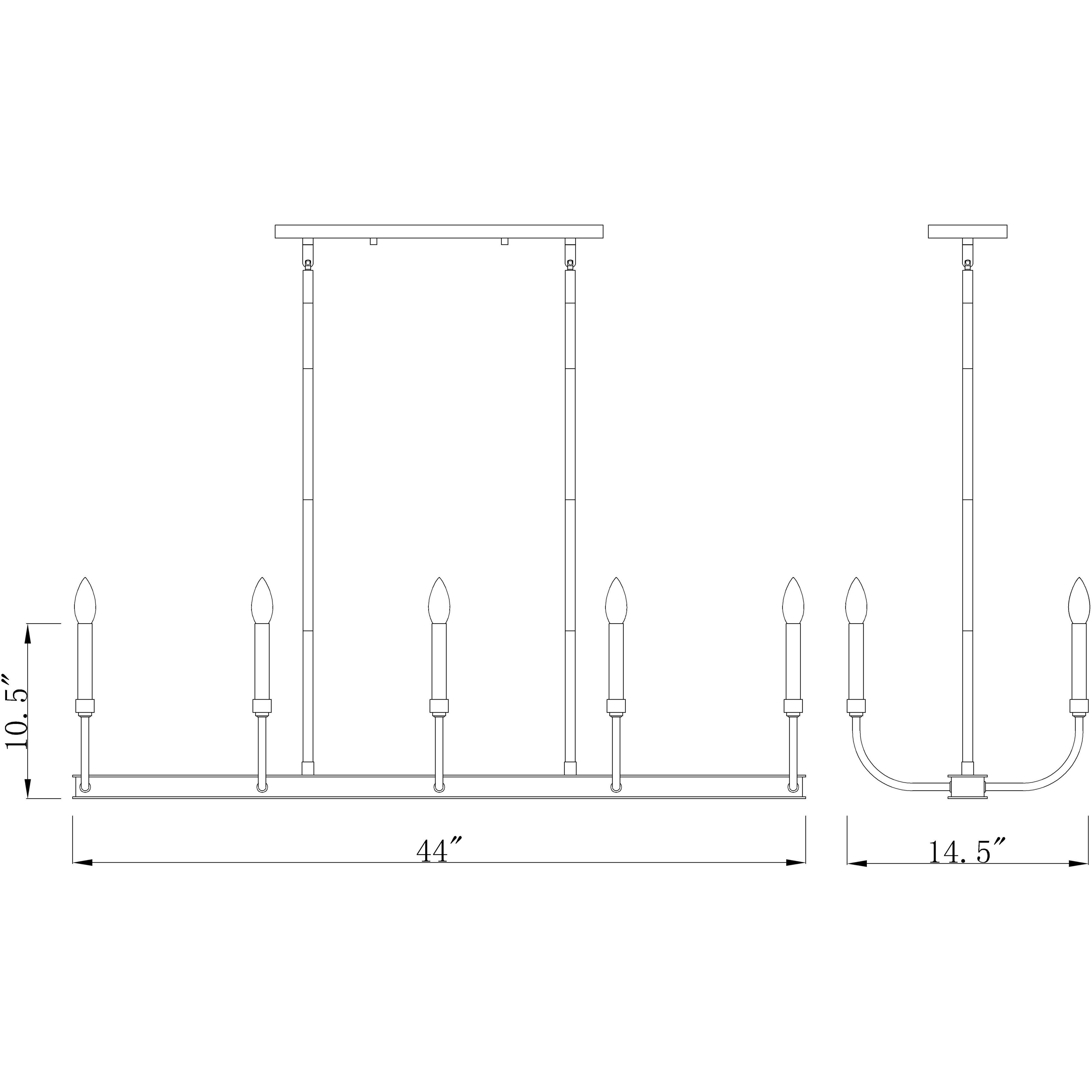 Haylie 10 Light 44 inch Matte Black and Brushed Nickel Linear Chandelier Ceiling Light