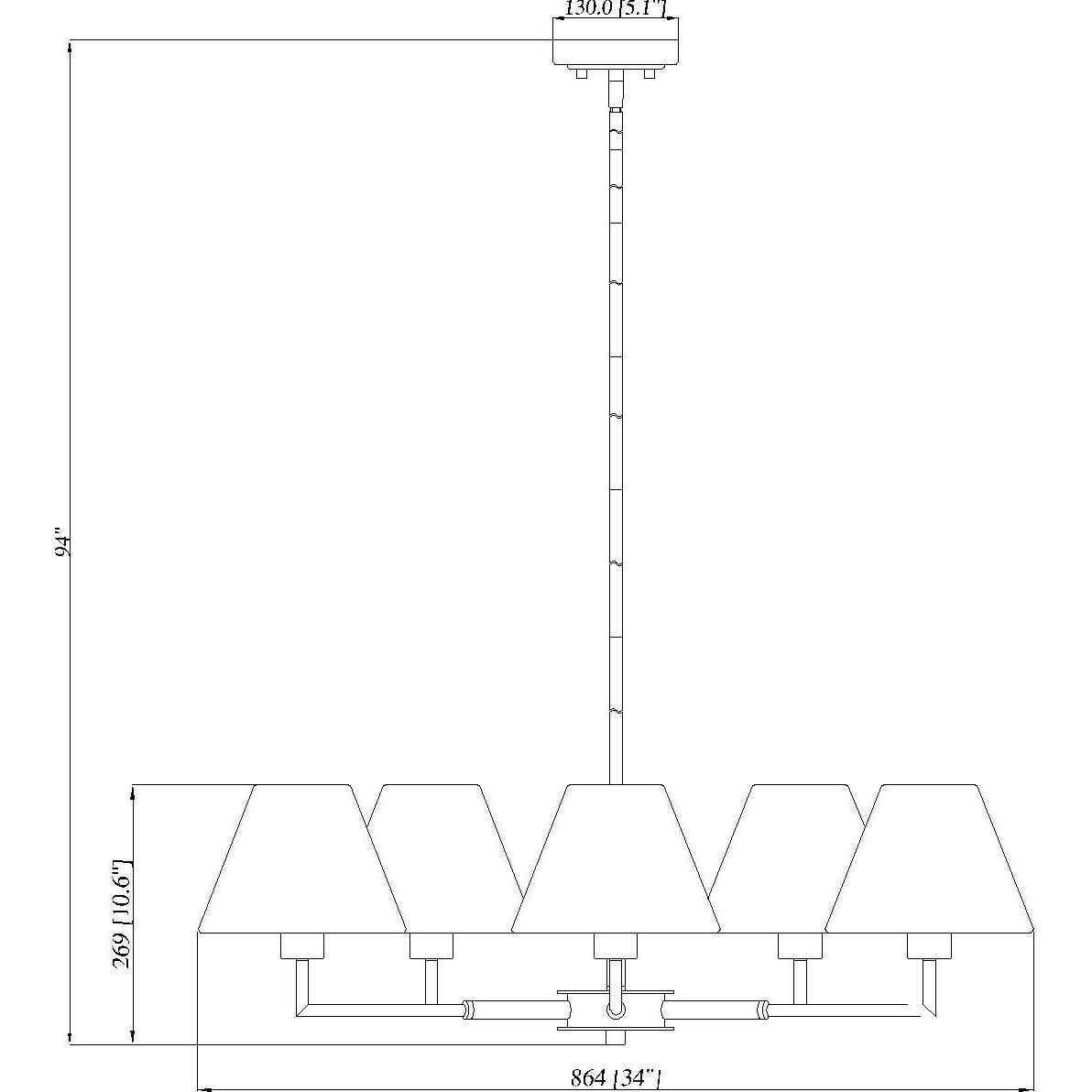 Leila 5 Light 34 inch Matte Black Chandelier Ceiling Light