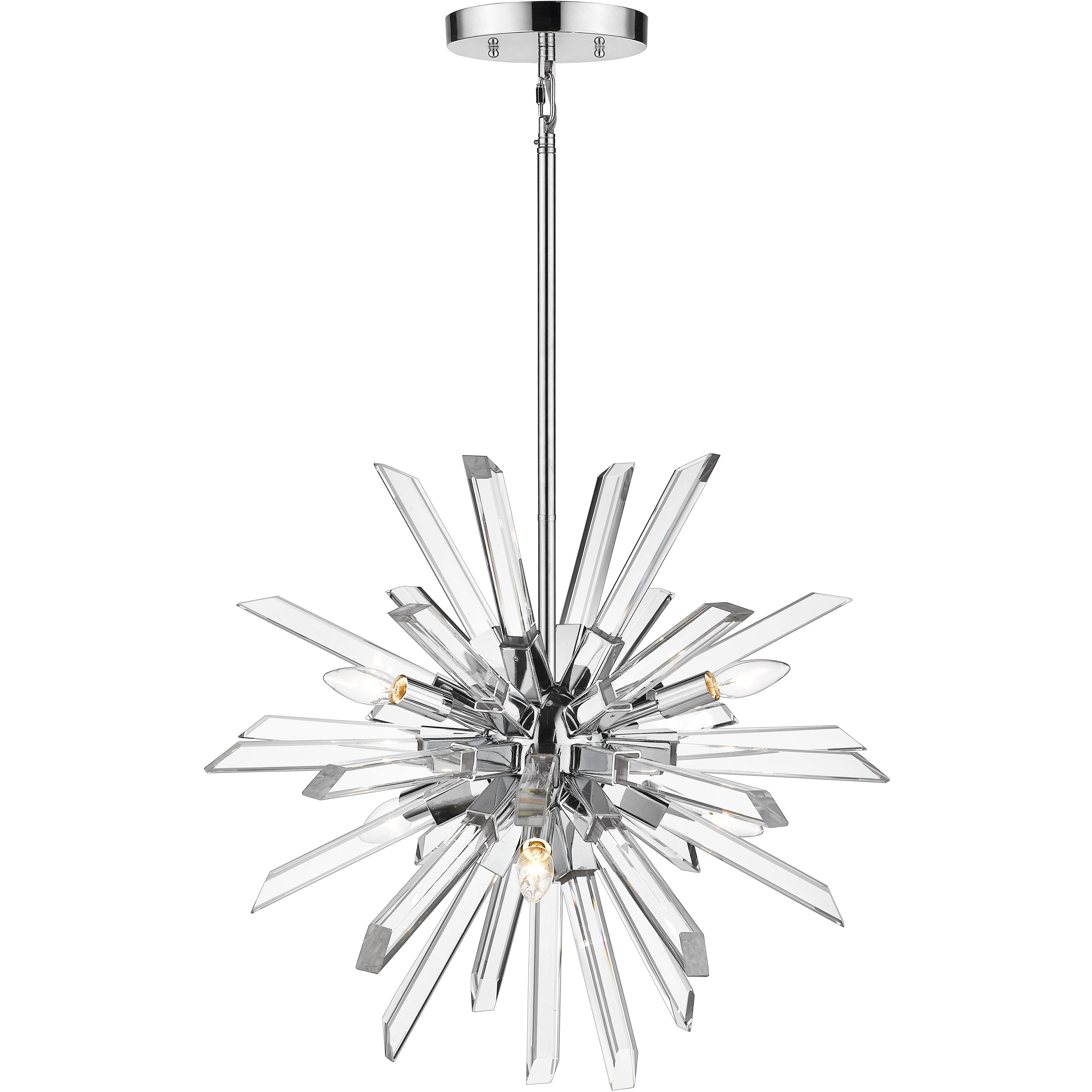 Burst 6 Light 24.75 inch Chrome Chandelier Ceiling Light in 33