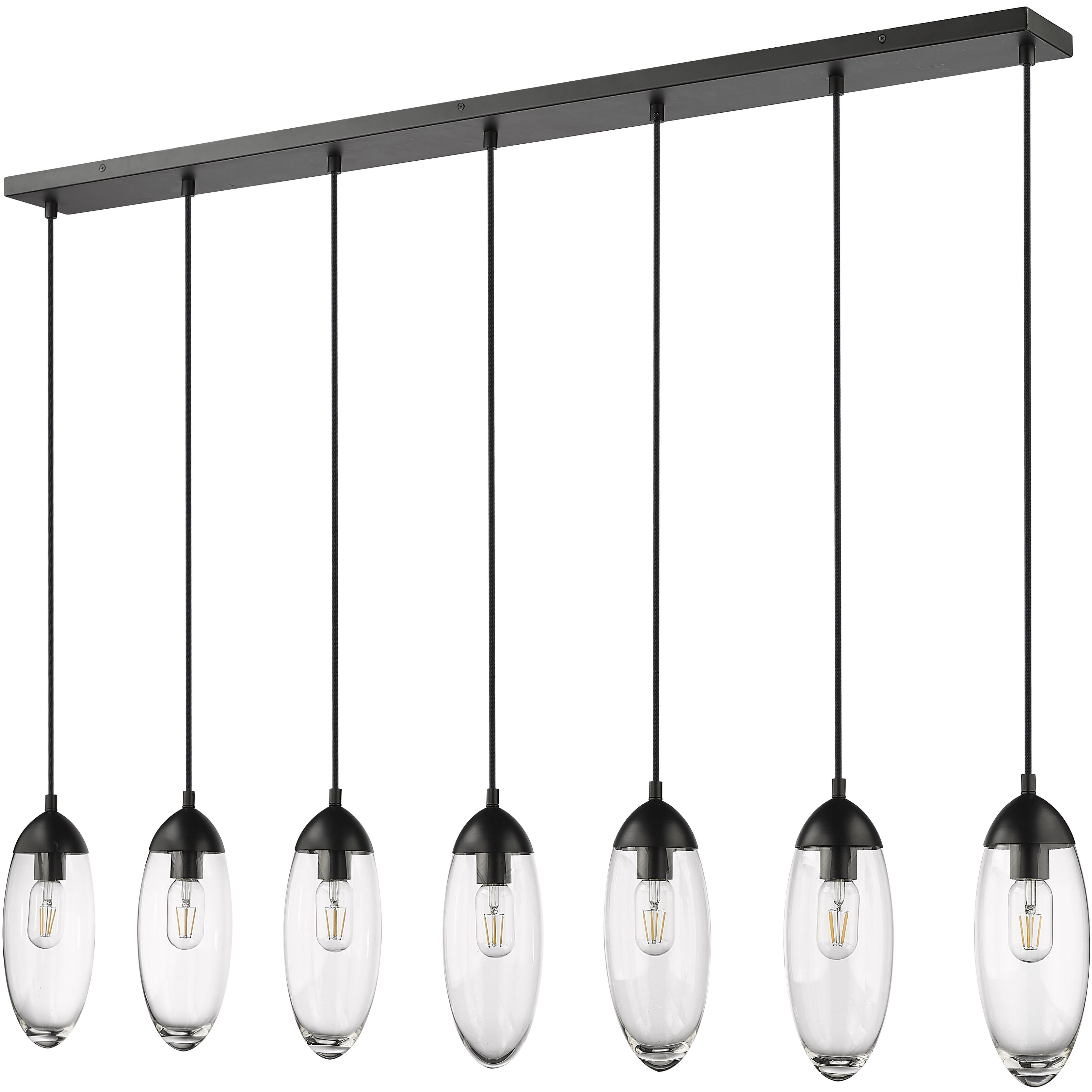 Arden 7 Light 54 inch Matte Black Linear Chandelier Ceiling Light