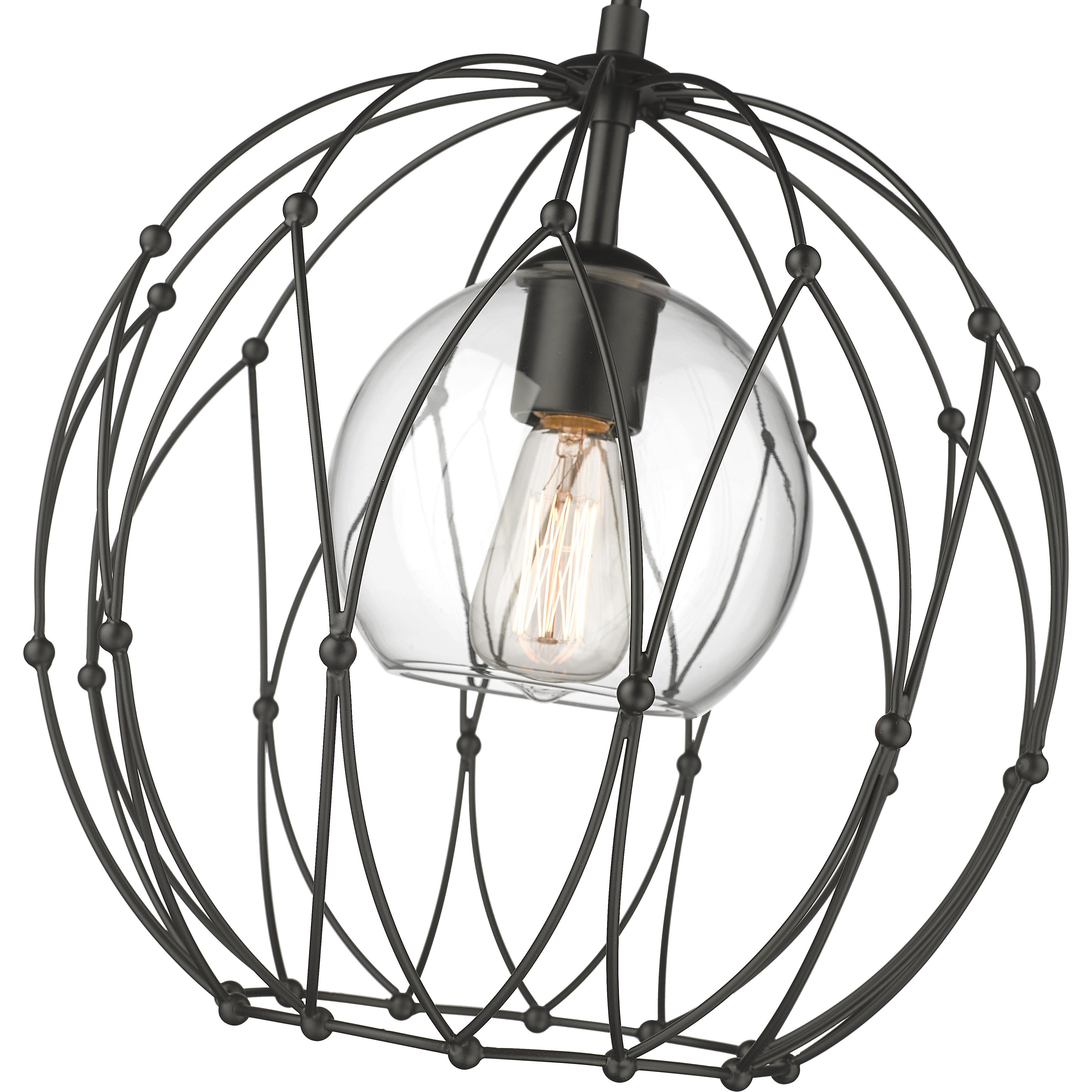 Elle 1 Light 16 inch Matte Black Pendant Ceiling Light