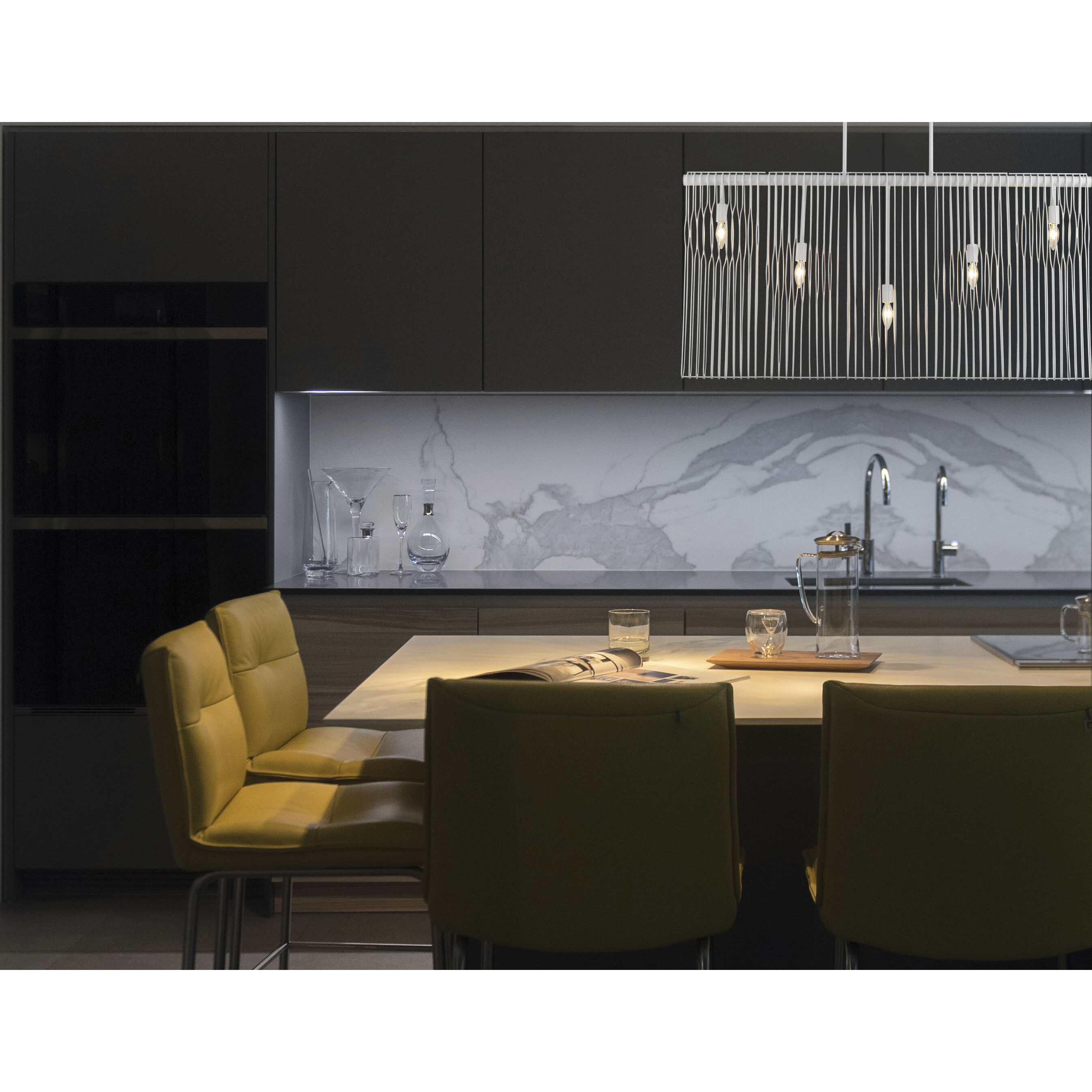 Contour 5 Light 45.75 inch White Linear Chandelier Ceiling Light