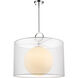 Arosia 1 Light 24 inch Chrome Pendant Ceiling Light in White Fabric