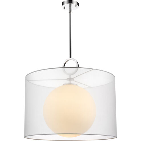 Arosia 1 Light 24 inch Chrome Pendant Ceiling Light in White Fabric