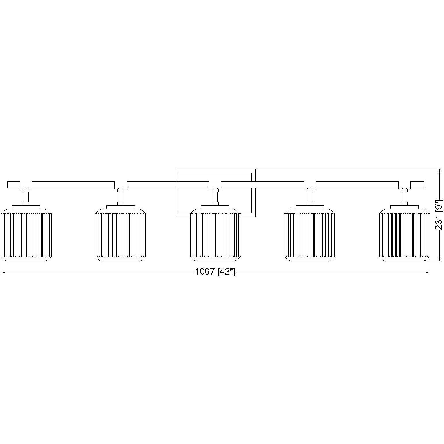 Landon 5 Light 42 inch Chrome Vanity Wall Light