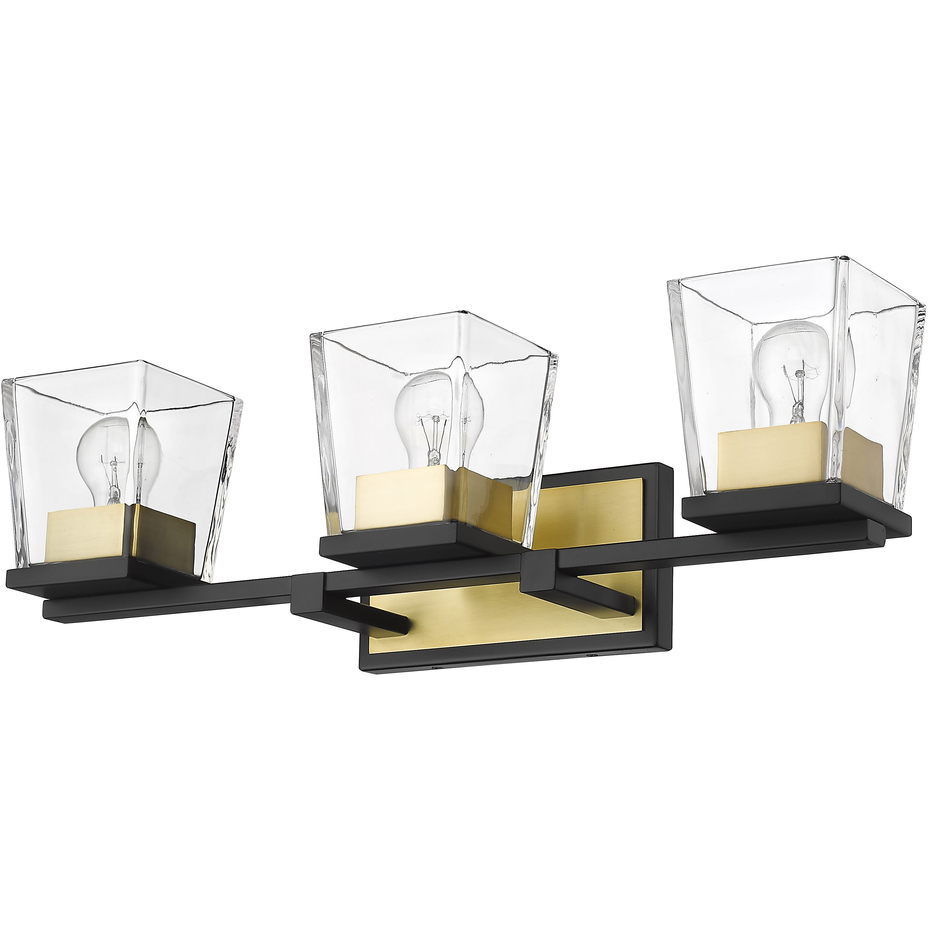 Bleeker Street 3 Light 25 inch Matte Black and Olde Brass Vanity Wall Light