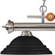 Shark 3 Light 60 inch Brushed Nickel Billiard Ceiling Light in Matte Black Steel