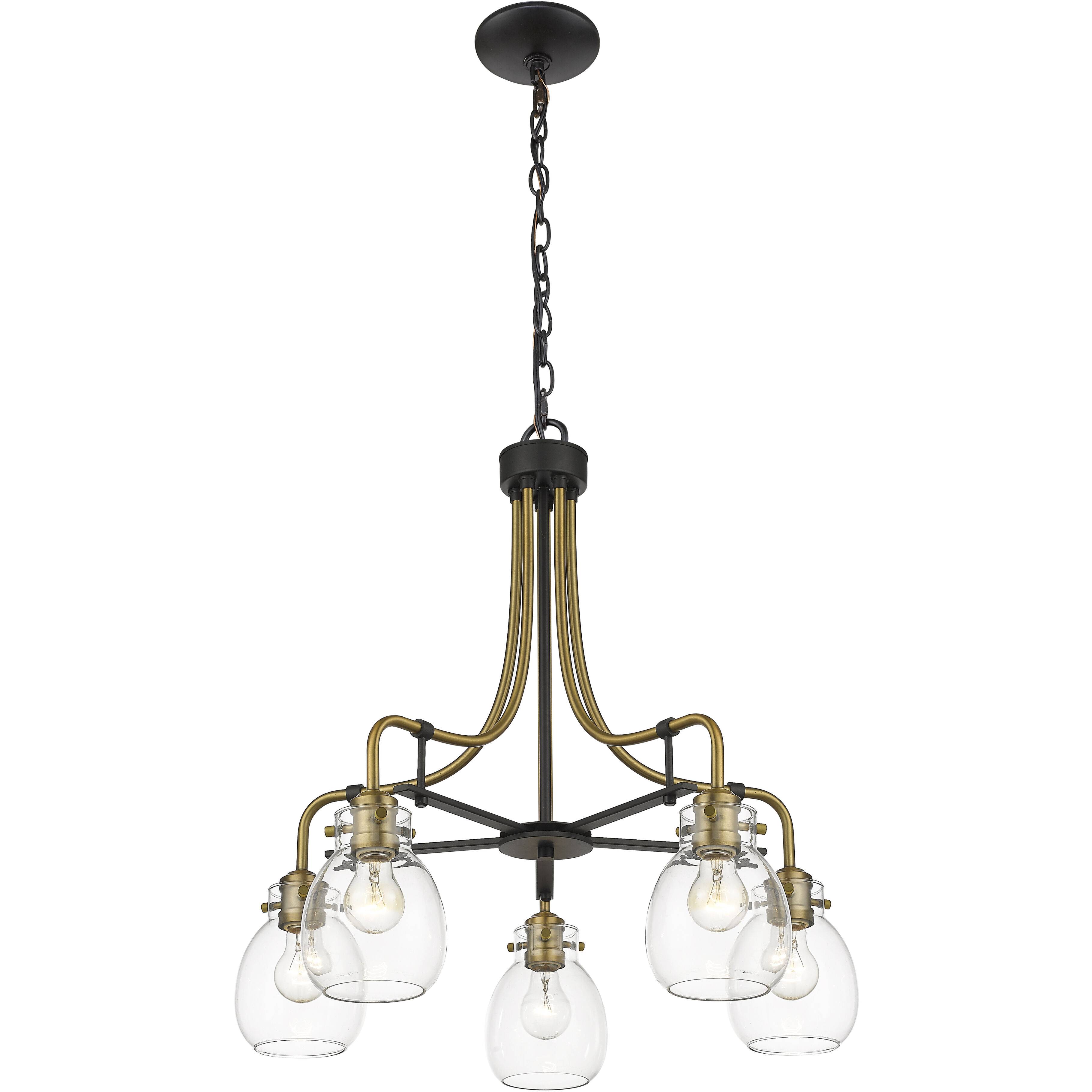 Kraken 5 Light 25 inch Matte Black and Olde Brass Chandelier Ceiling Light