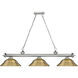 Cordon 3 Light 58 inch Brushed Nickel Billiard Ceiling Light in Rubbed Brass Metal