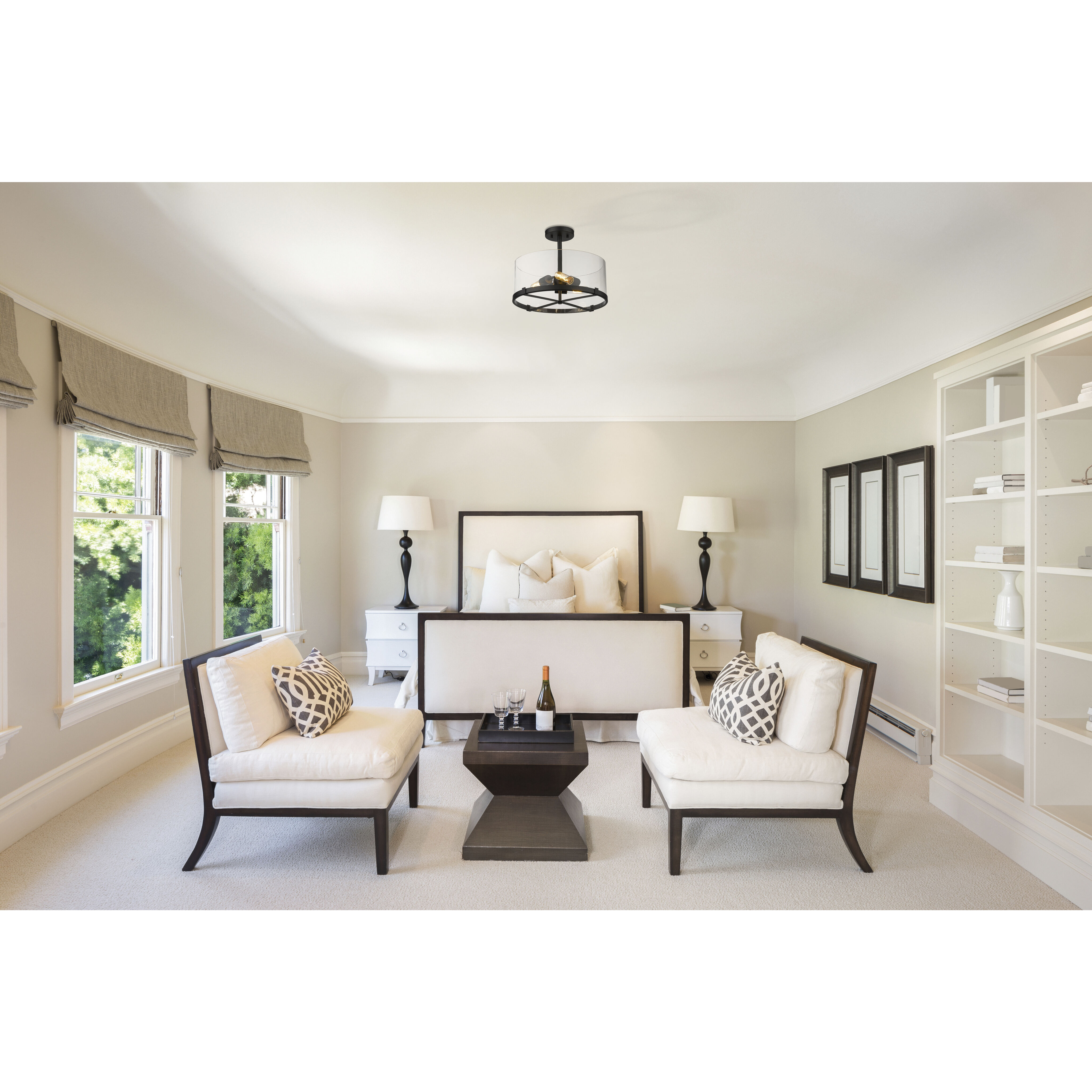 Callista 3 Light 16.5 inch Matte Black Semi Flush Mount Ceiling Light