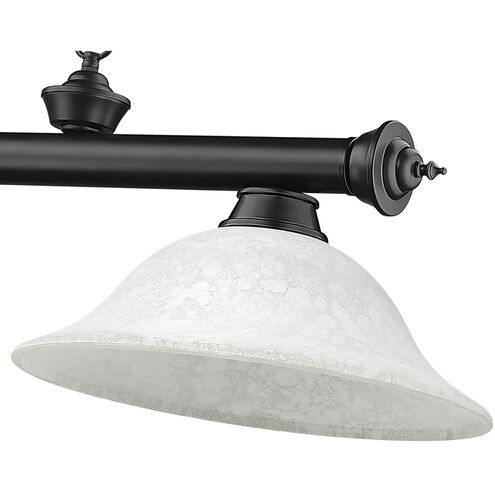 Cordon 3 Light 58 inch Matte Black Billiard Light Ceiling Light in White Mottle Glass