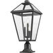Talbot 3 Light 25.75 inch Black Outdoor Pier Mounted Fixture in Clear Beveled Glass